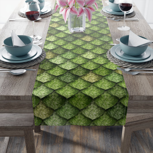Dragon Scale Print Table Runner - Majestic Fantasy, Cotton Twill or Polyester - Perfect for Epic & Mythical Home Decor