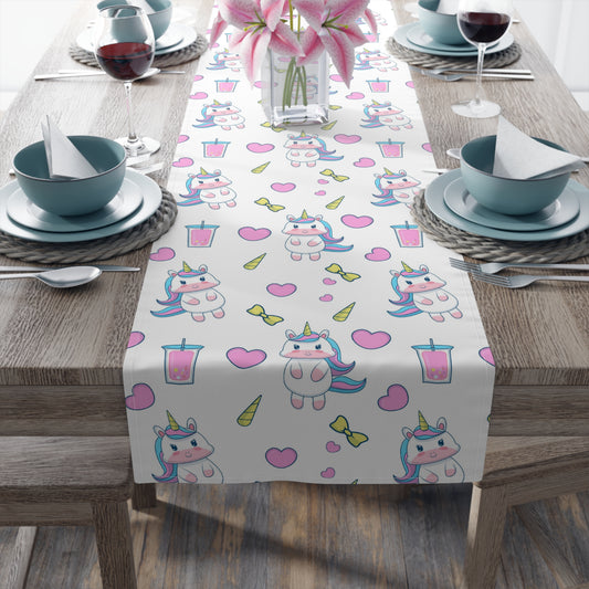 Unicorn Print Table Runner - Magical Elegance, Cotton Twill or Polyester - Perfect for Whimsical & Fantasy Home Decor