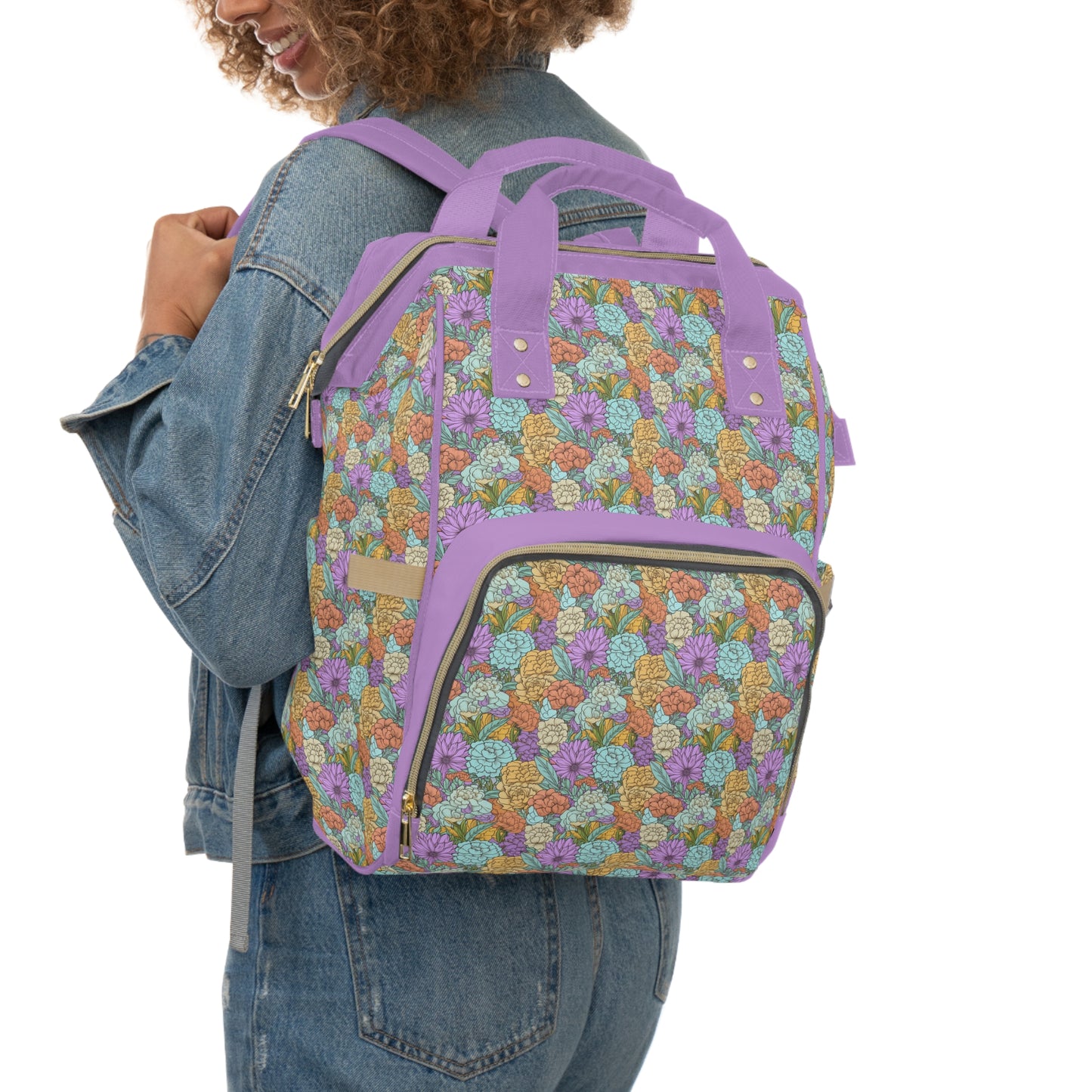 Boho Floral Diaper Backpack - Multifunctional & Spacious Floral Baby Bag for Trendy Parents