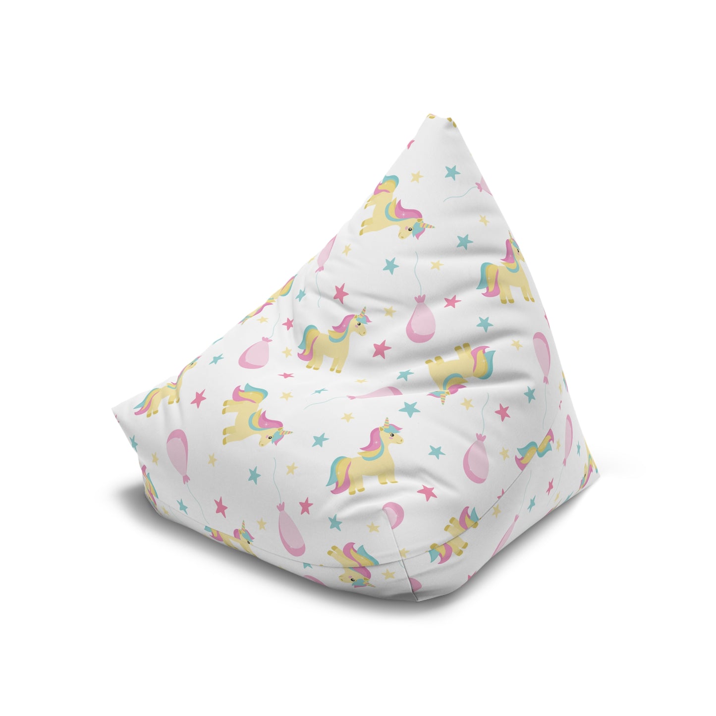 Unicorn Print Bean Bag Chair Cover - Magical Polyester Slipcover with Secure Zip