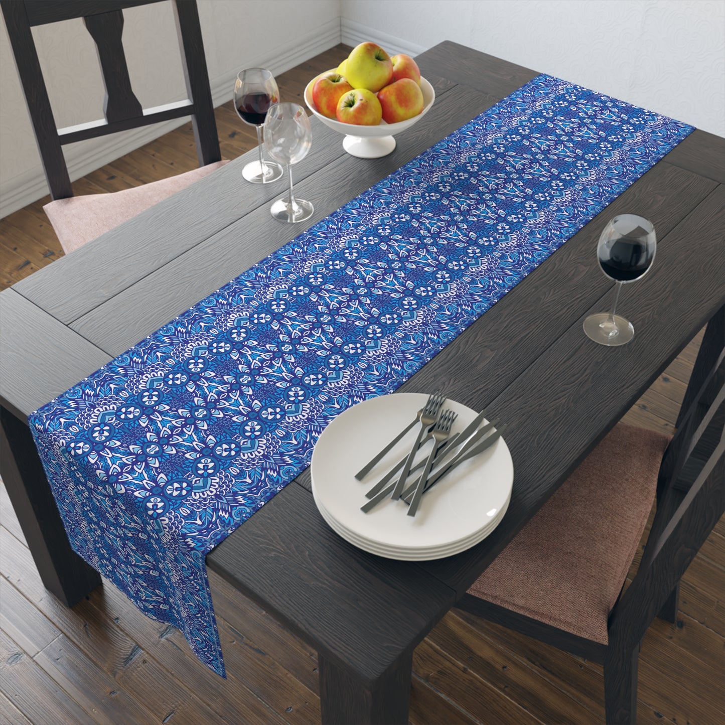 Mandala Print Table Runner - Intricate Patterns, Cotton Twill or Polyester - Ideal for Decorative Home Accents