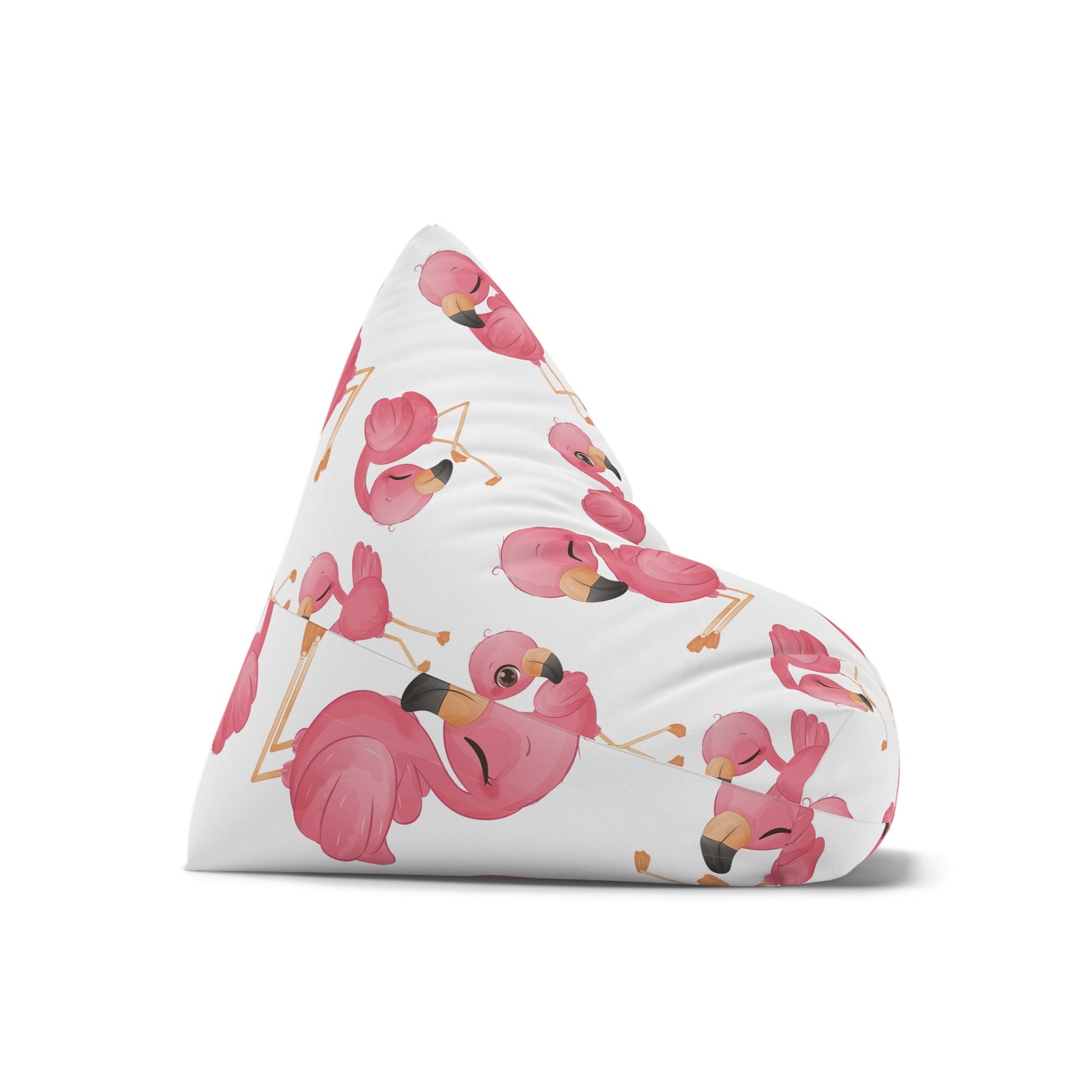 Flamingo Bean Bag Chair Cover - Tropical Elegance Polyester Slipcover with Secure Zip