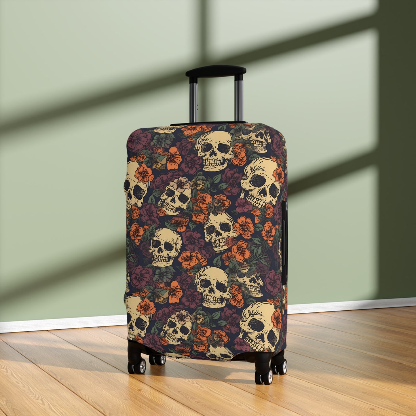 Floral Skull Luggage Cover - Stylish Skull Suitcase Cover