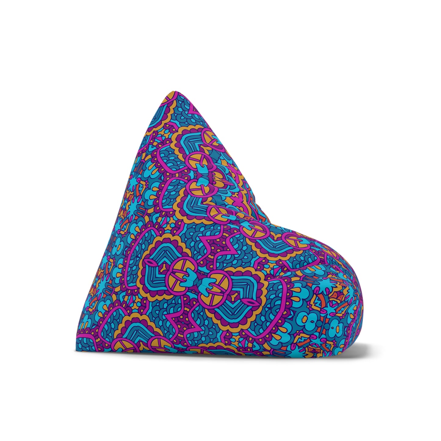 Mandala Bean Bag Chair Cover - Premium Polyester, Secure Zipper, 2 Sizes, Bohemian Design