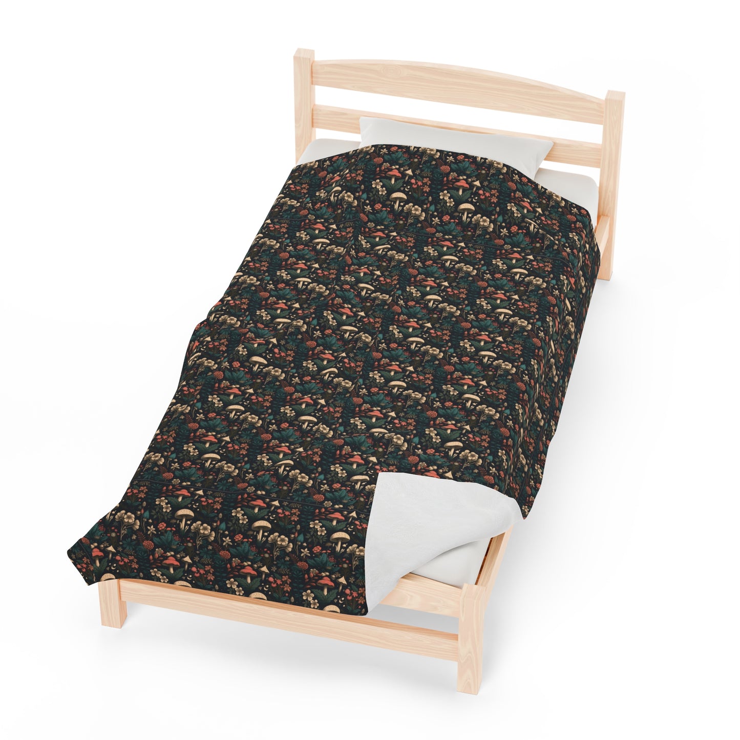 Mushroom Velveteen Plush Blanket | Soft, Whimsical, Luxurious and Comforting | Available in Multiple Sizes