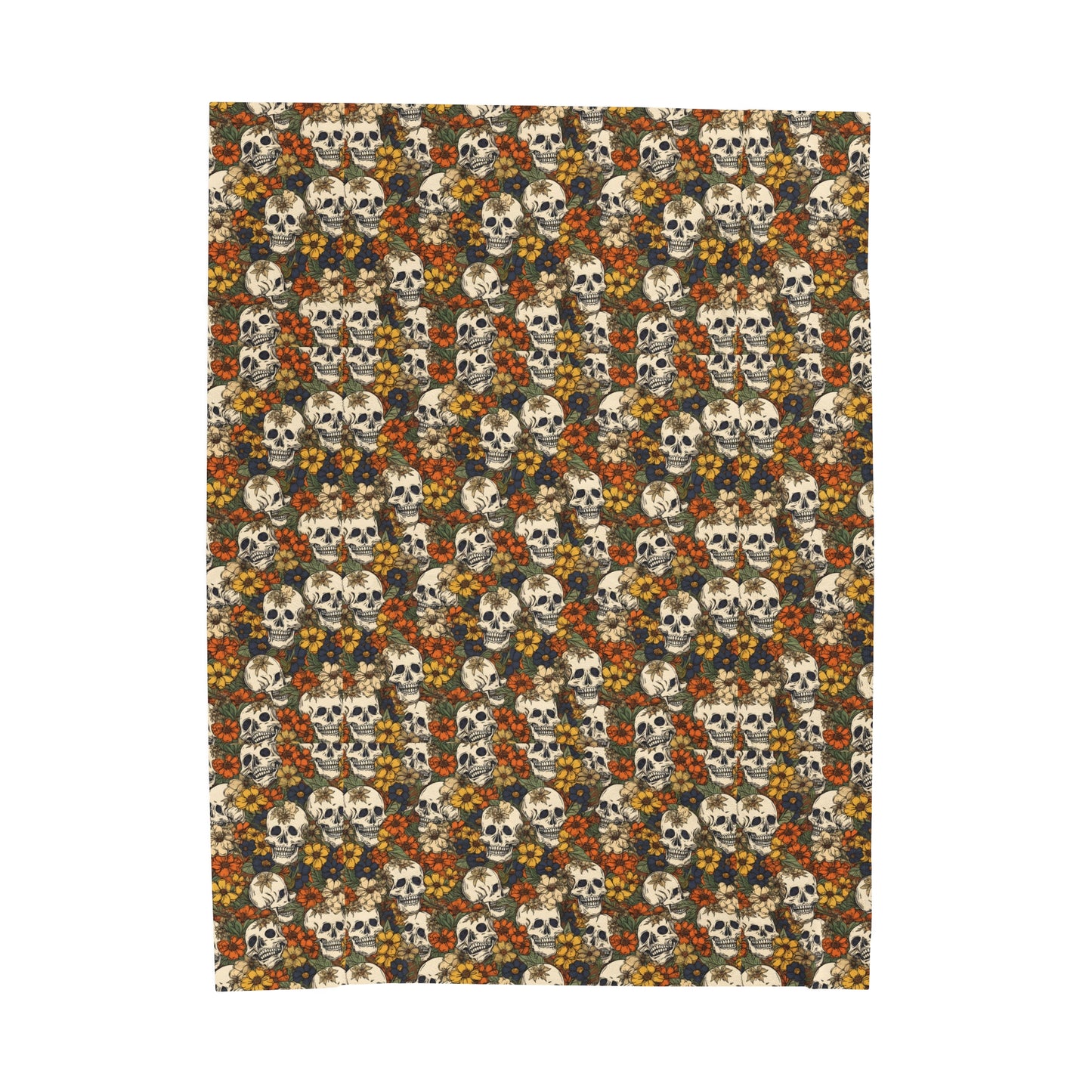 Skull Print Velveteen Plush Blanket | Soft, Edgy, Luxurious and Comforting | Available in Multiple Sizes