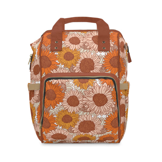 Sunflower Diaper Backpack - Bright & Multifunctional Baby Bag with Sunflower Design, Perfect for Nature-Loving Parents