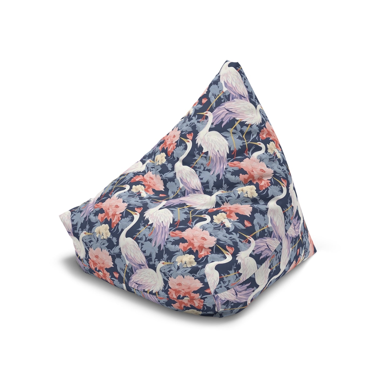 Chinoiserie Bean Bag Chair Cover - Elegant Oriental-Inspired Polyester Slipcover with Secure Zip - Fits Various Sizes