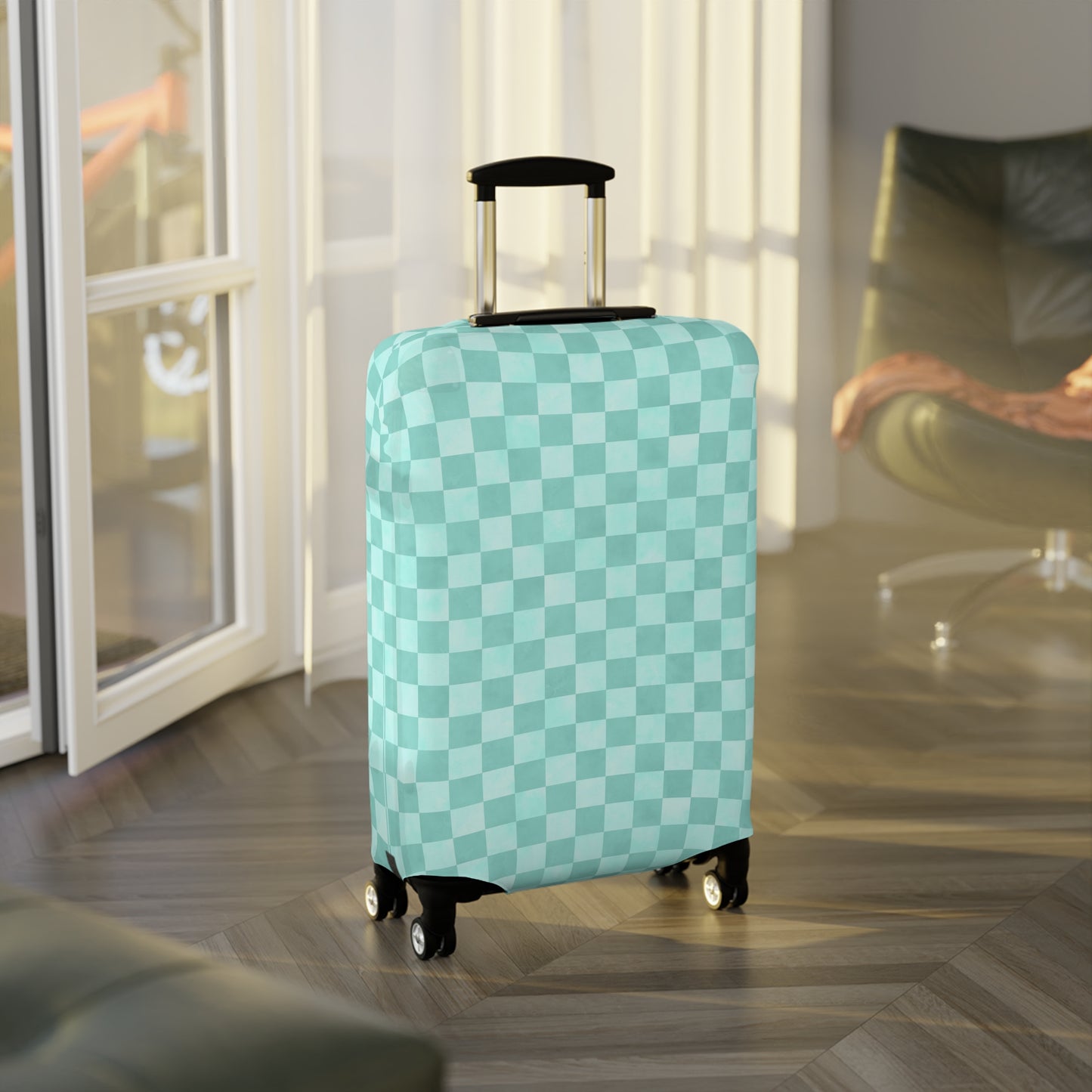 Pastel Checkers Luggage Cover - Checkers Suitcase Cover