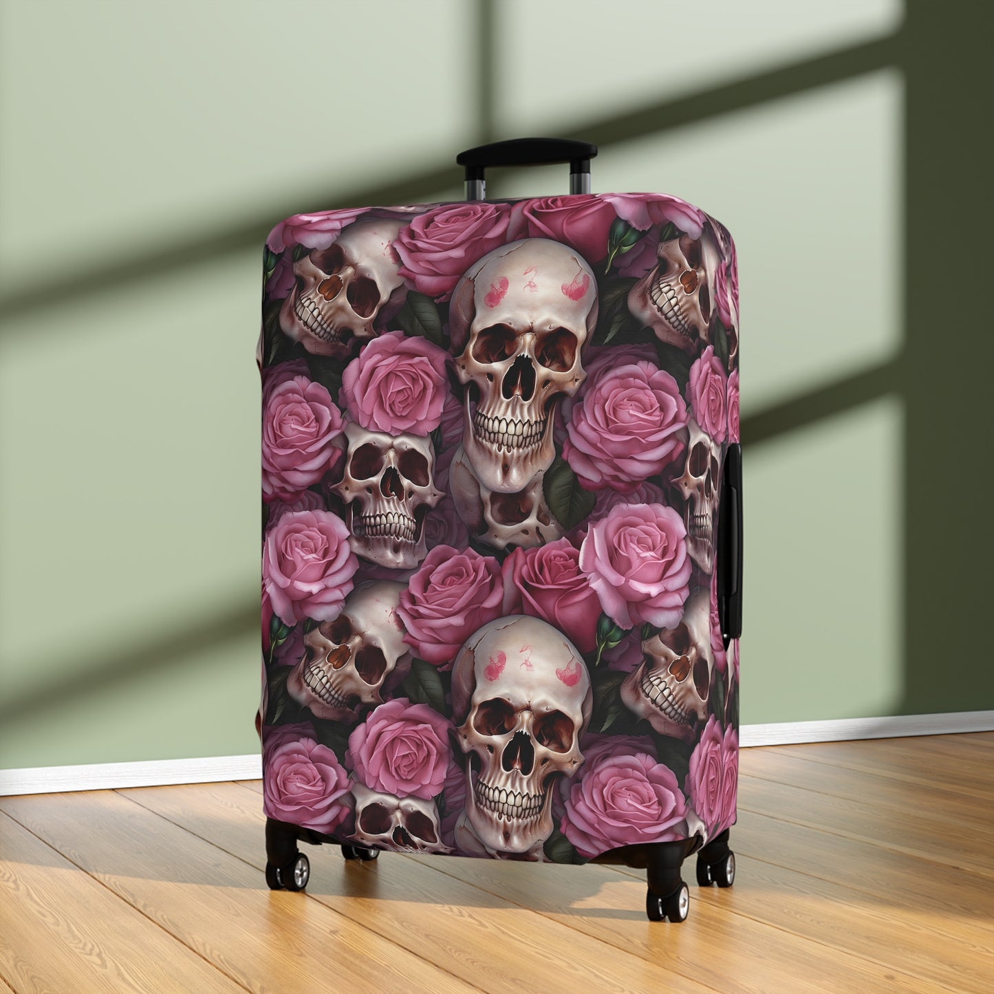 Floral Skull Luggage Cover - Stylish Skull Suitcase Cover