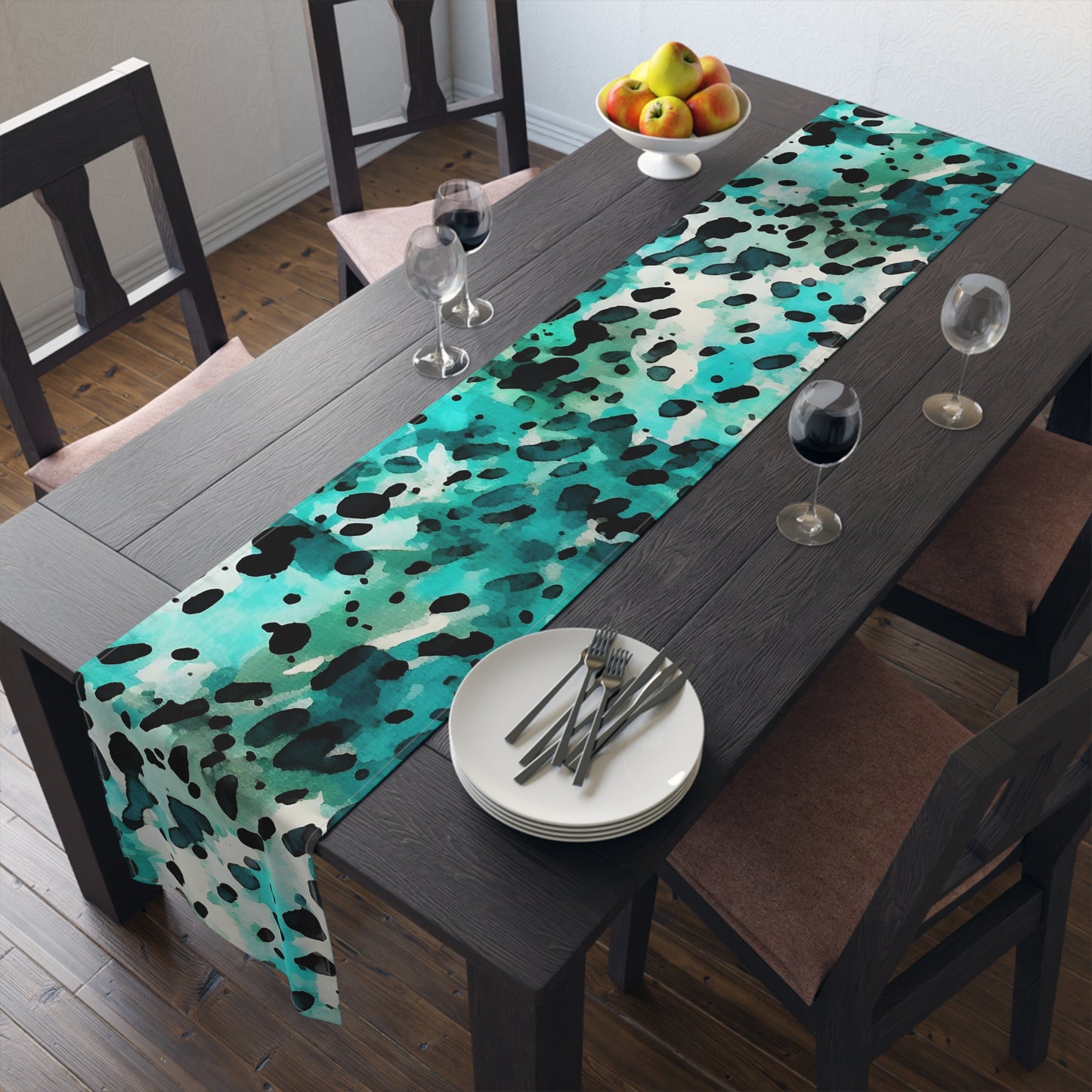 Cow Print Table Runner - Chic Farmhouse Style, Available in Cotton Twill or Polyester - Elevate Your Home Decor