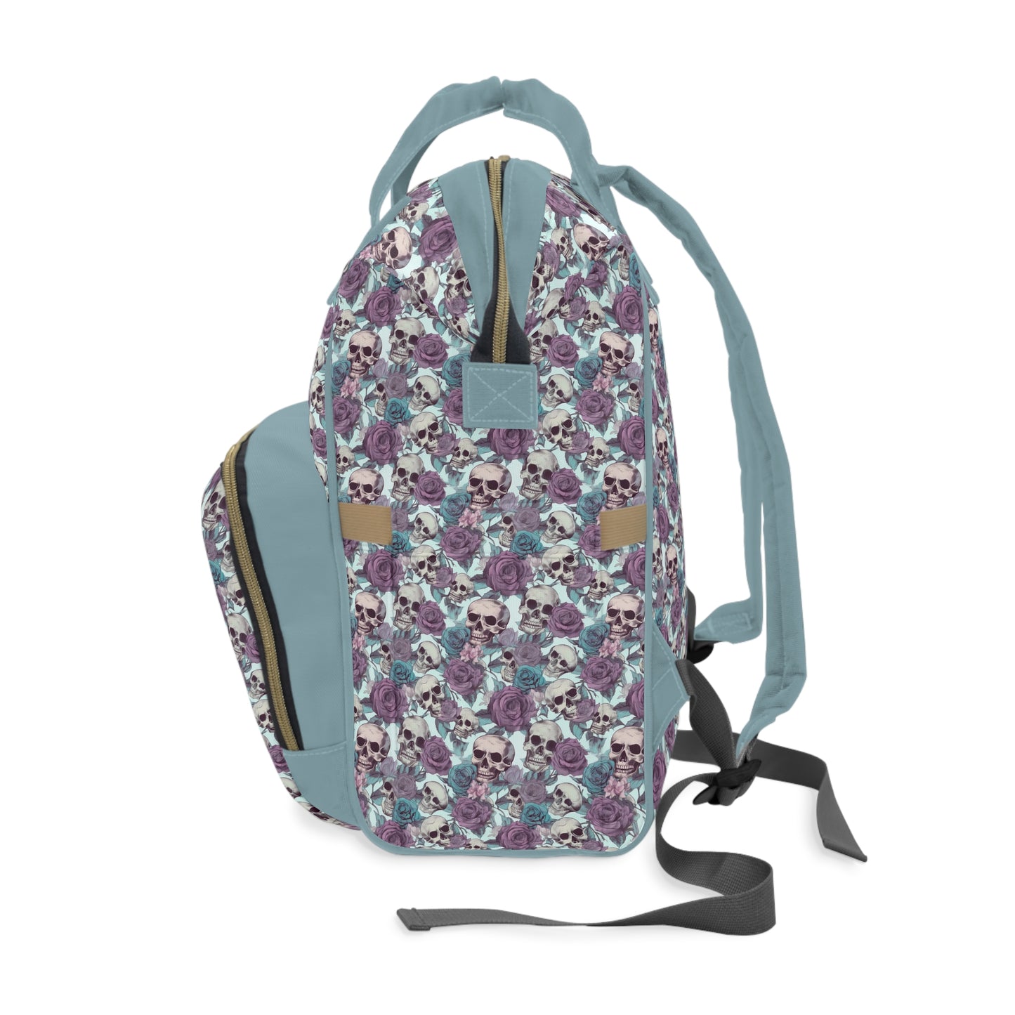 Skull Print Diaper Backpack - Multifunctional & Durable Baby Bag for Stylish Parents, Spacious & Organized Nappy Bag