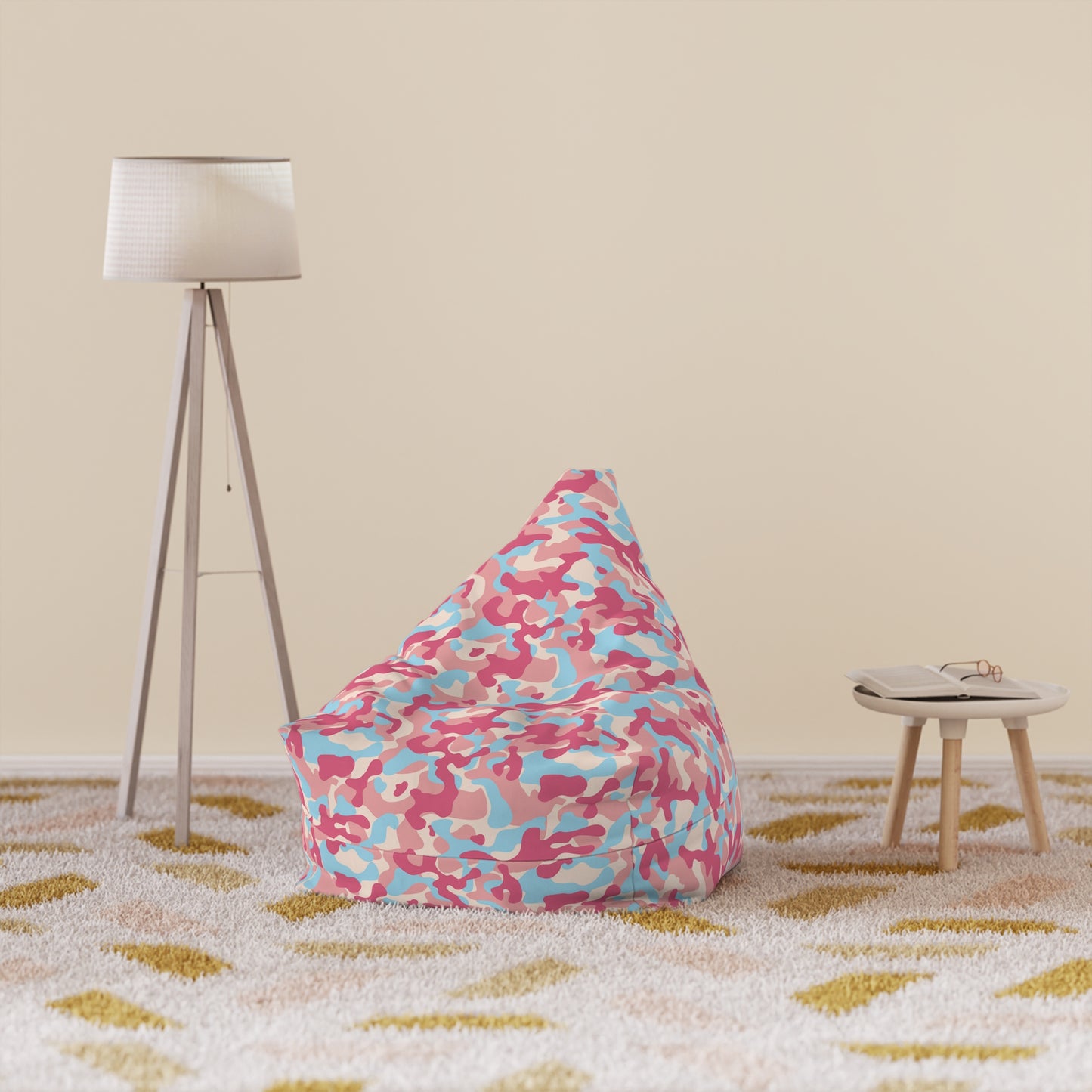 Camouflage Bean Bag Chair Cover - Durable Polyester, Locking Zipper, 2 Sizes Camo Bean Bag Cover