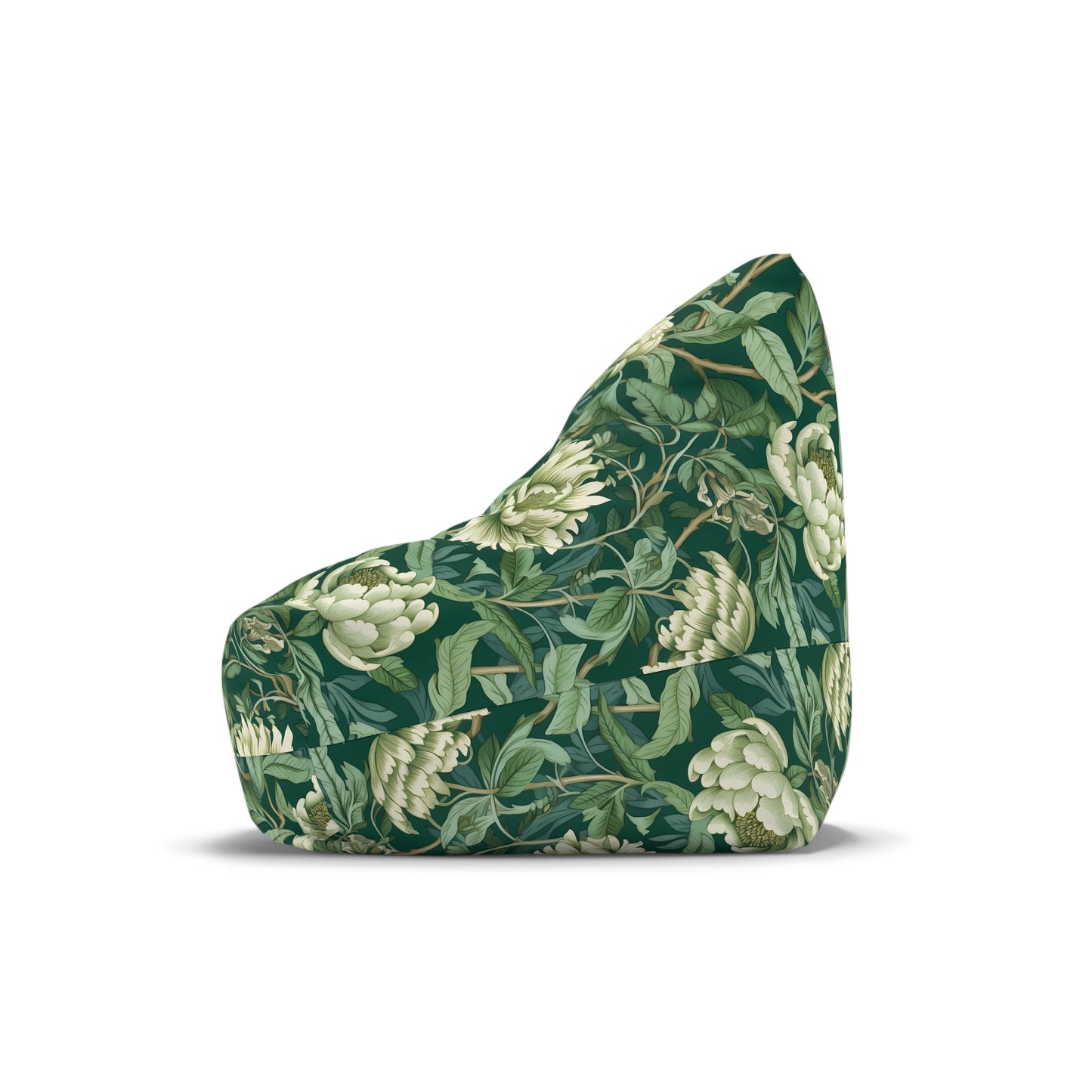 Chinoiserie Bean Bag Chair Cover - Elegant Oriental-Inspired Polyester Slipcover with Secure Zip - Fits Various Sizes