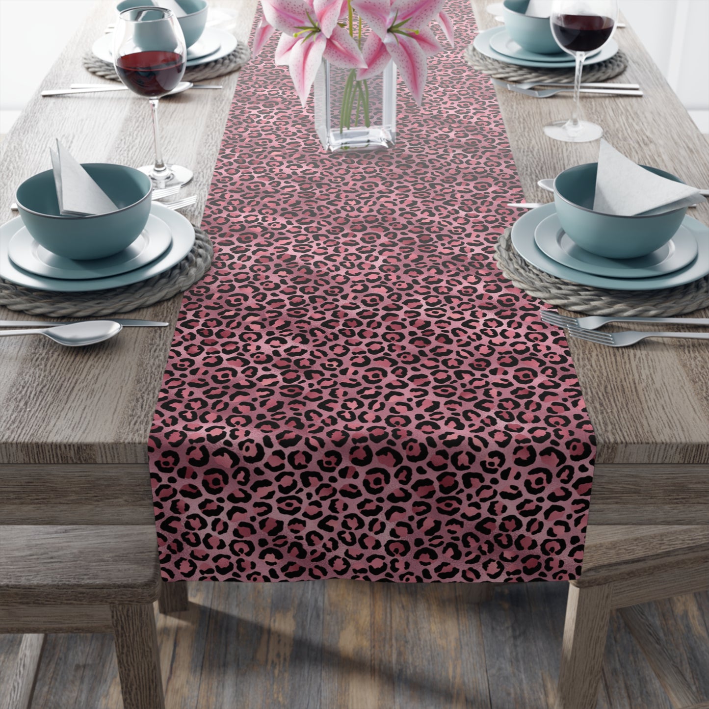 Leopard Print Table Runner - Bold Exotic Elegance, Cotton Twill or Polyester - Perfect for Safari & Glamorous Home Decor