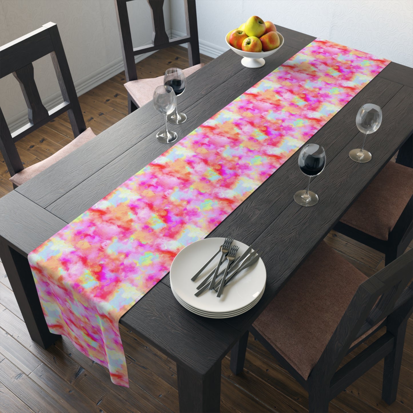 Tie-Dye Table Runner - Vivid Colors, Cotton Twill or Polyester - Ideal for Home Decor & Unique Gifts