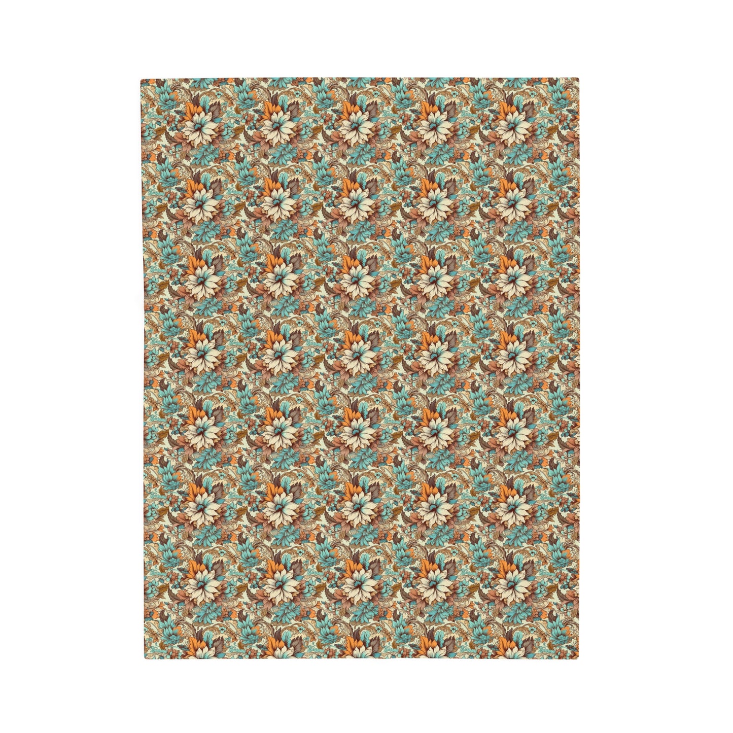 Boho Floral Velveteen Plush Blanket | Soft, Artistic, Luxurious and Comforting | Available in Multiple Sizes