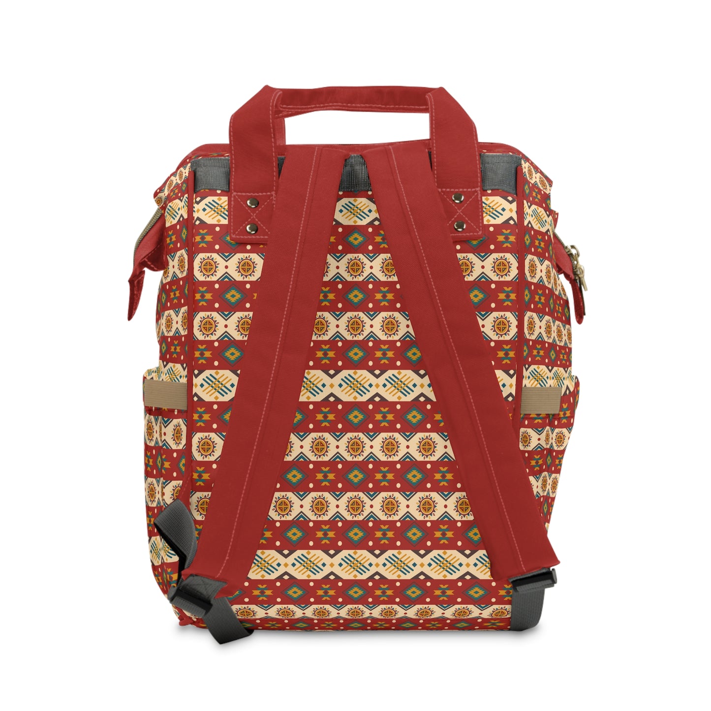 Boho-Chic Aztec Diaper Backpack - Multifunctional & Durable Nylon Changing Bag with Tribal Patterns, Spacious & Organized for Modern Parents