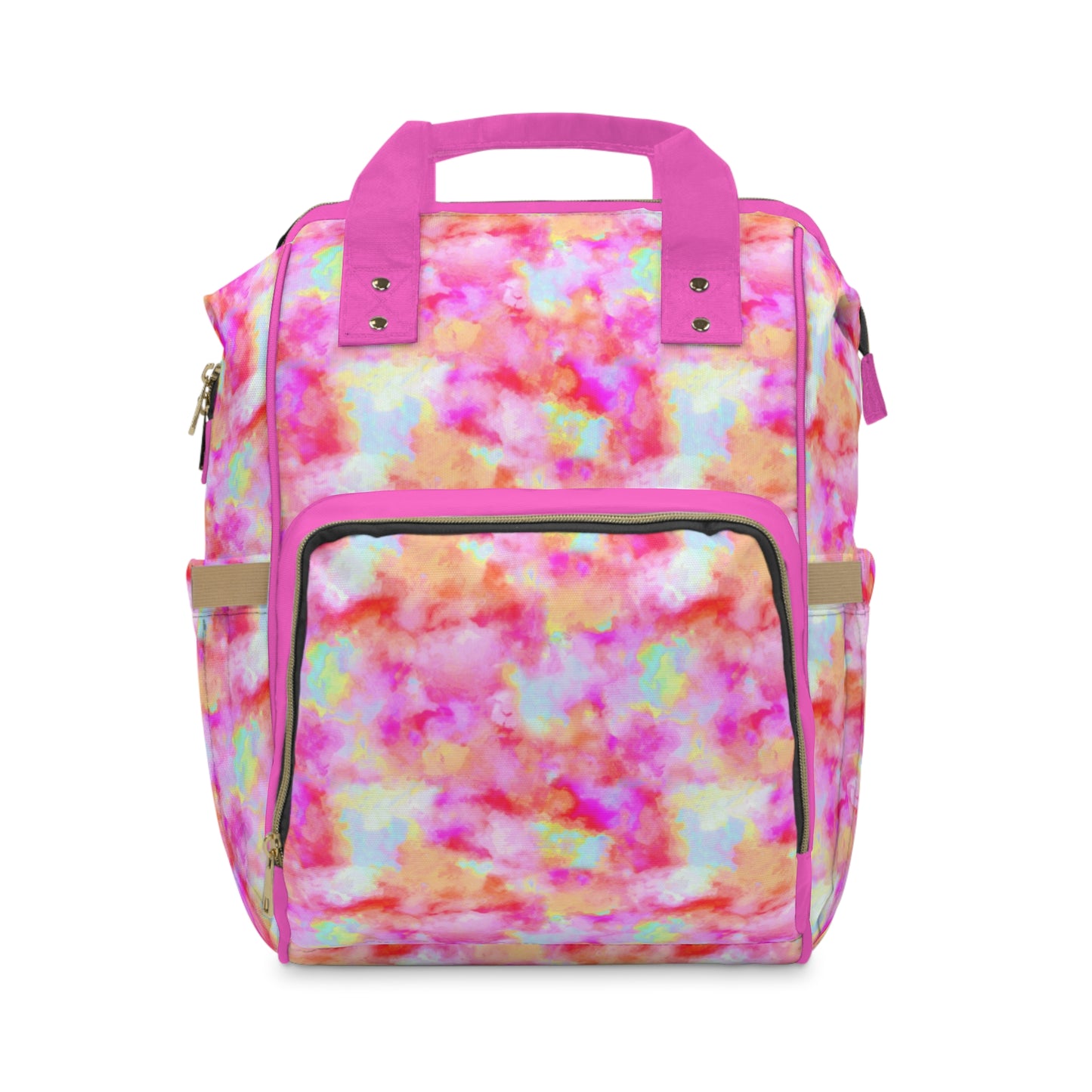 Multifunctional Tie-Dye Diaper Backpack - Lightweight Nylon Baby Bag with Adjustable Straps