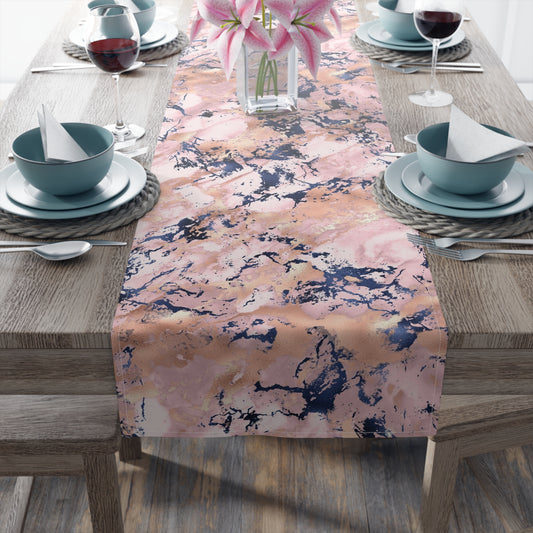 Marble Print Table Runner - Luxurious Elegance, Cotton Twill or Polyester - Perfect for Modern Home Decor