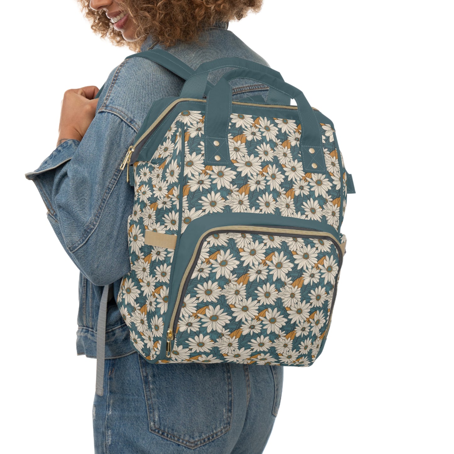 Daisy Diaper Backpack - Charming & Multifunctional Baby Bag with Daisy Patterns, Perfect for Nature-Loving Parents
