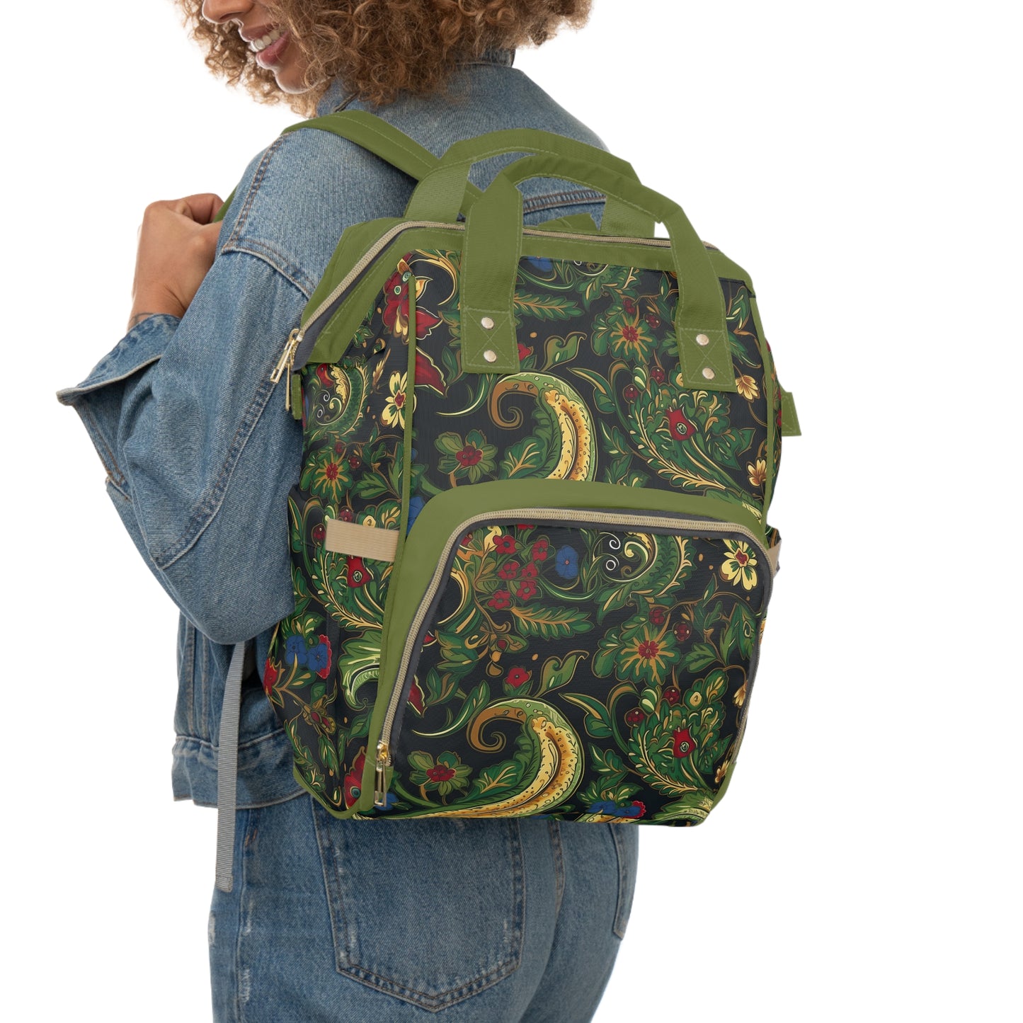 Chinoiserie Diaper Backpack - Elegant & Practical Baby Bag with Traditional Asian Motifs, Perfect for Stylish Parents