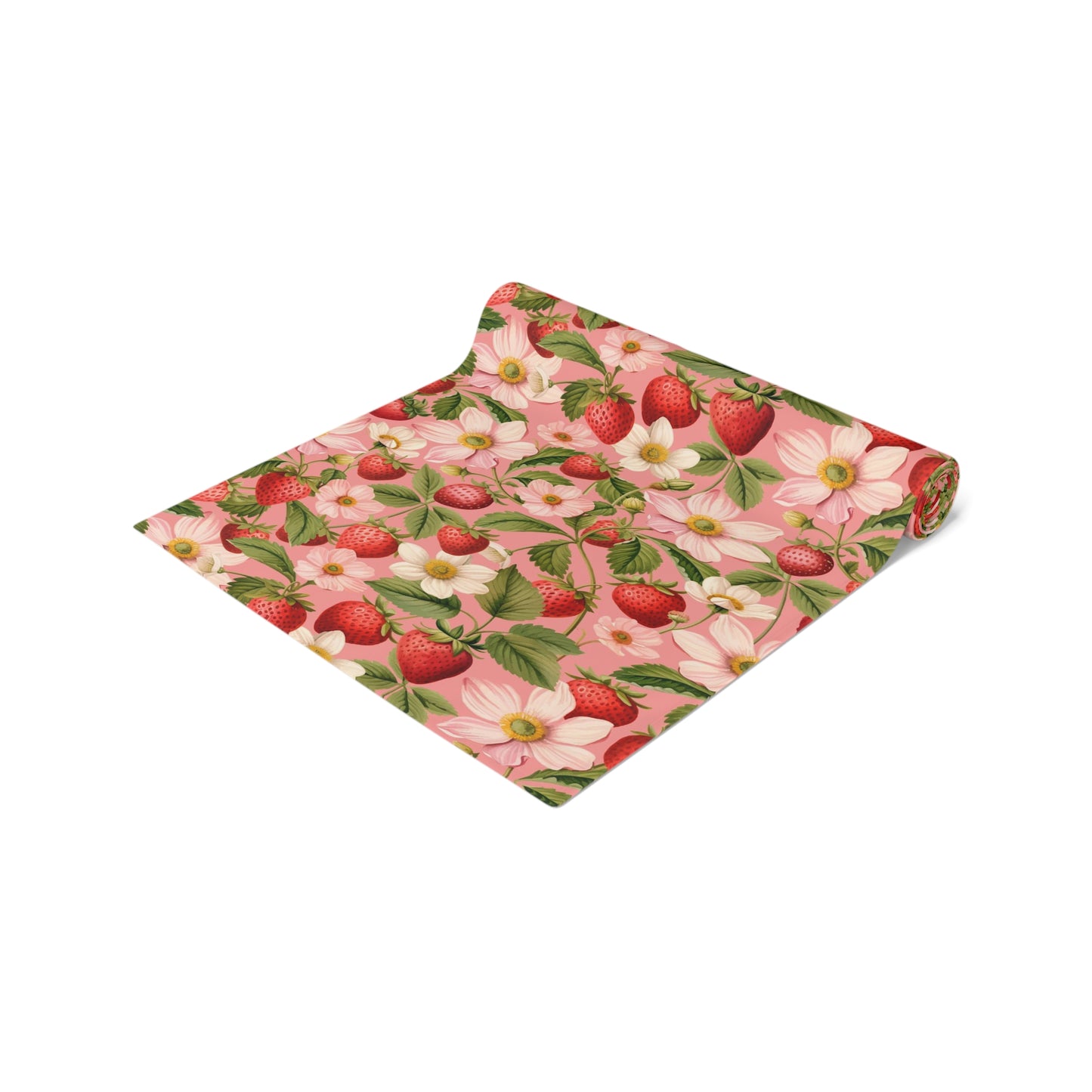 Strawberry Print Table Runner - Sweet Charm, Cotton Twill or Polyester - Perfect for Summer & Whimsical Home Decor
