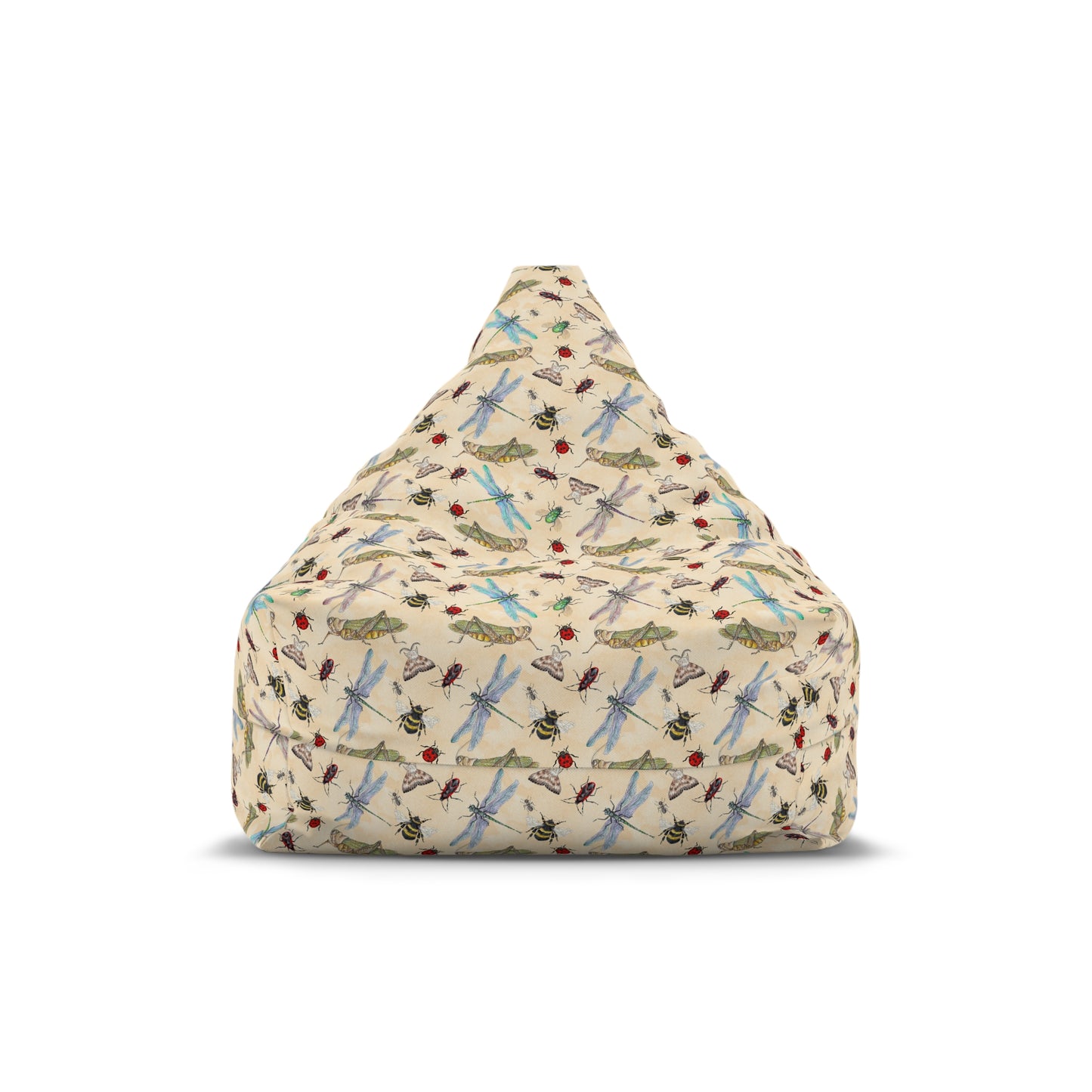 Insect Print Bean Bag Chair Cover - Educational Polyester Slipcover with Secure Zip