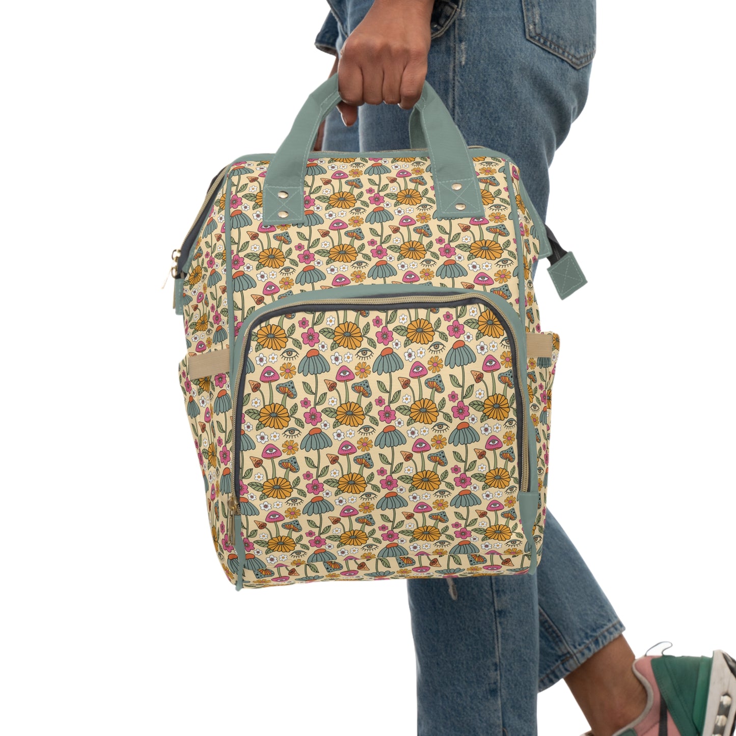 Retro Floral Diaper Backpack - Vintage Floral Baby Bag, Spacious & Durable, Perfect for Stylish Parents