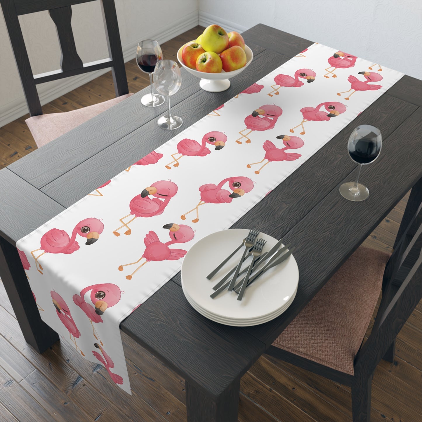 Flamingo Print Table Runner - Vibrant Elegance, Cotton Twill or Polyester - Perfect for Tropical Home Decor