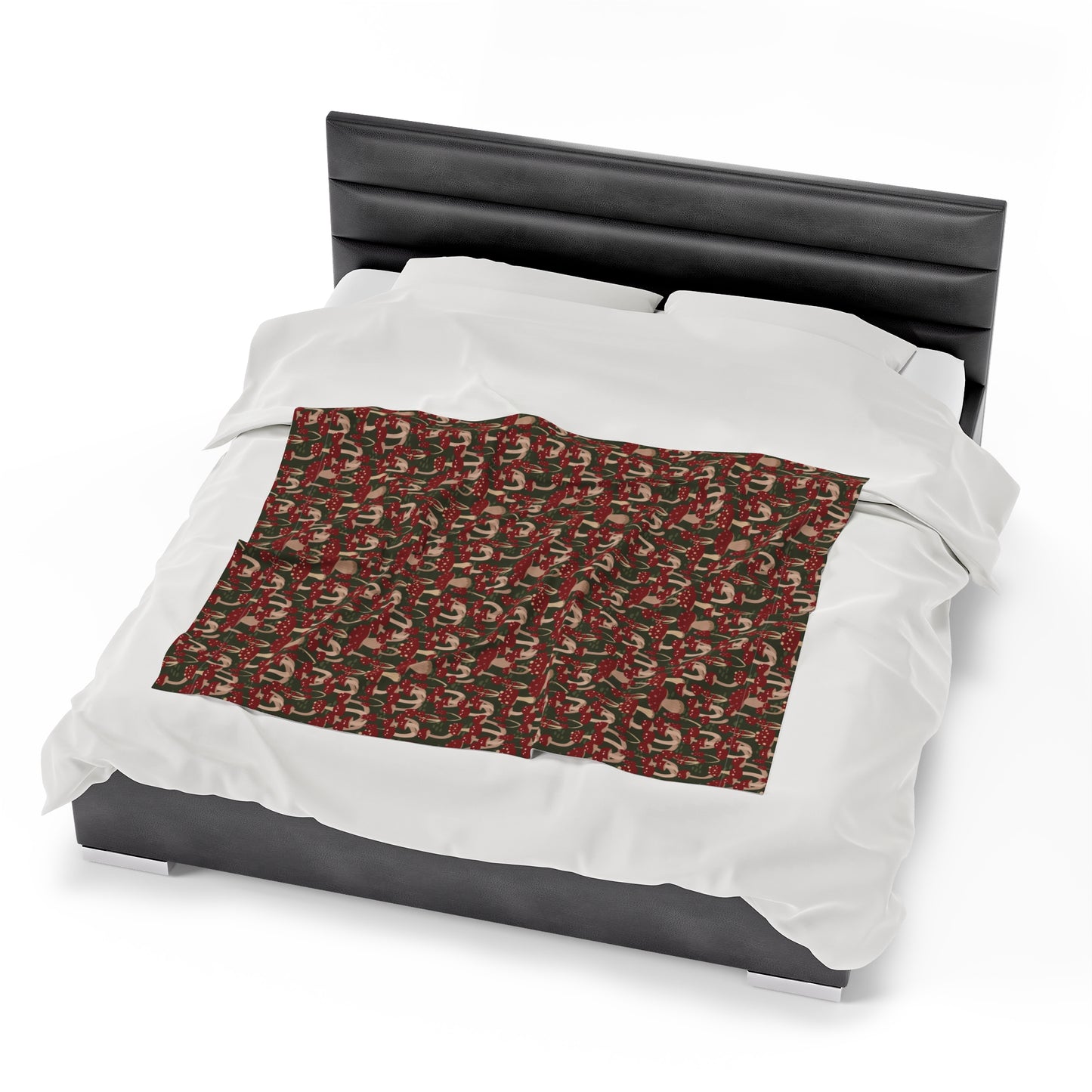 Mushroom Velveteen Plush Blanket | Soft, Whimsical, Luxurious and Comforting | Available in Multiple Sizes