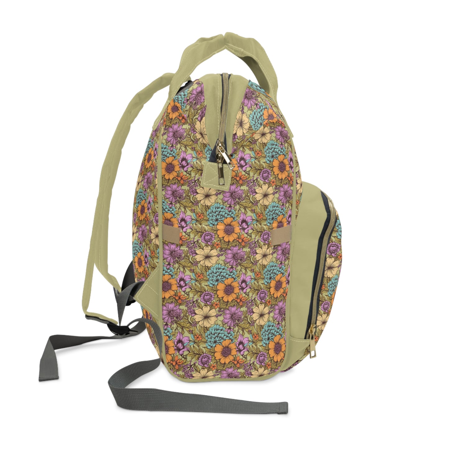 Boho Floral Diaper Backpack - Multifunctional & Spacious Floral Baby Bag for Trendy Parents