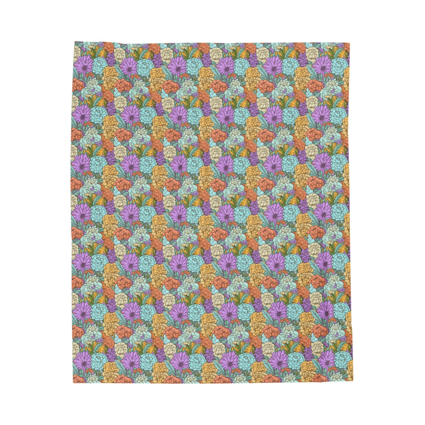 Boho Floral Velveteen Plush Blanket | Soft, Artistic, Luxurious and Comforting | Available in Multiple Sizes