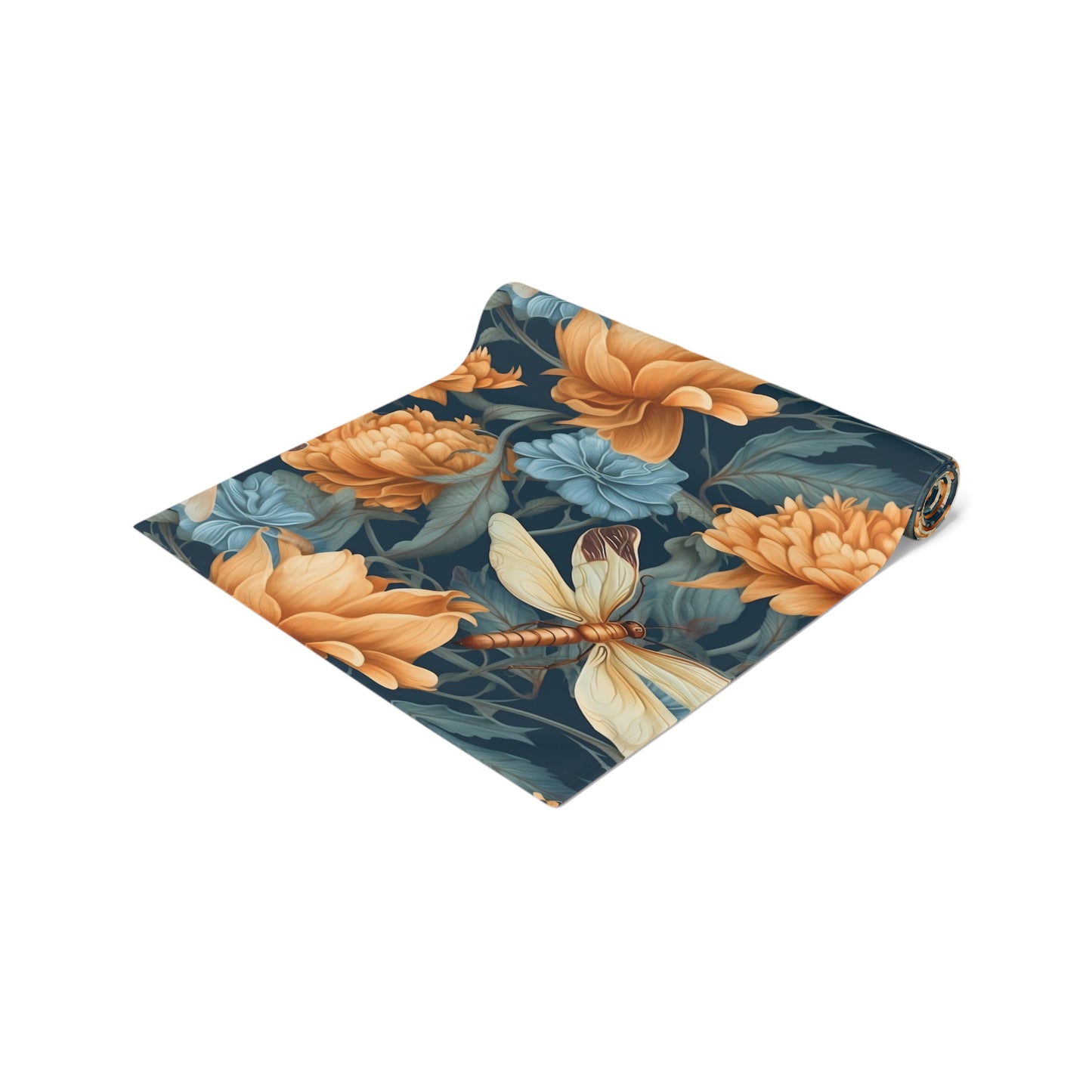 Dragonfly Print Table Runner - Elegant Whimsy, Cotton Twill or Polyester - Perfect for Nature-Inspired Home Decor