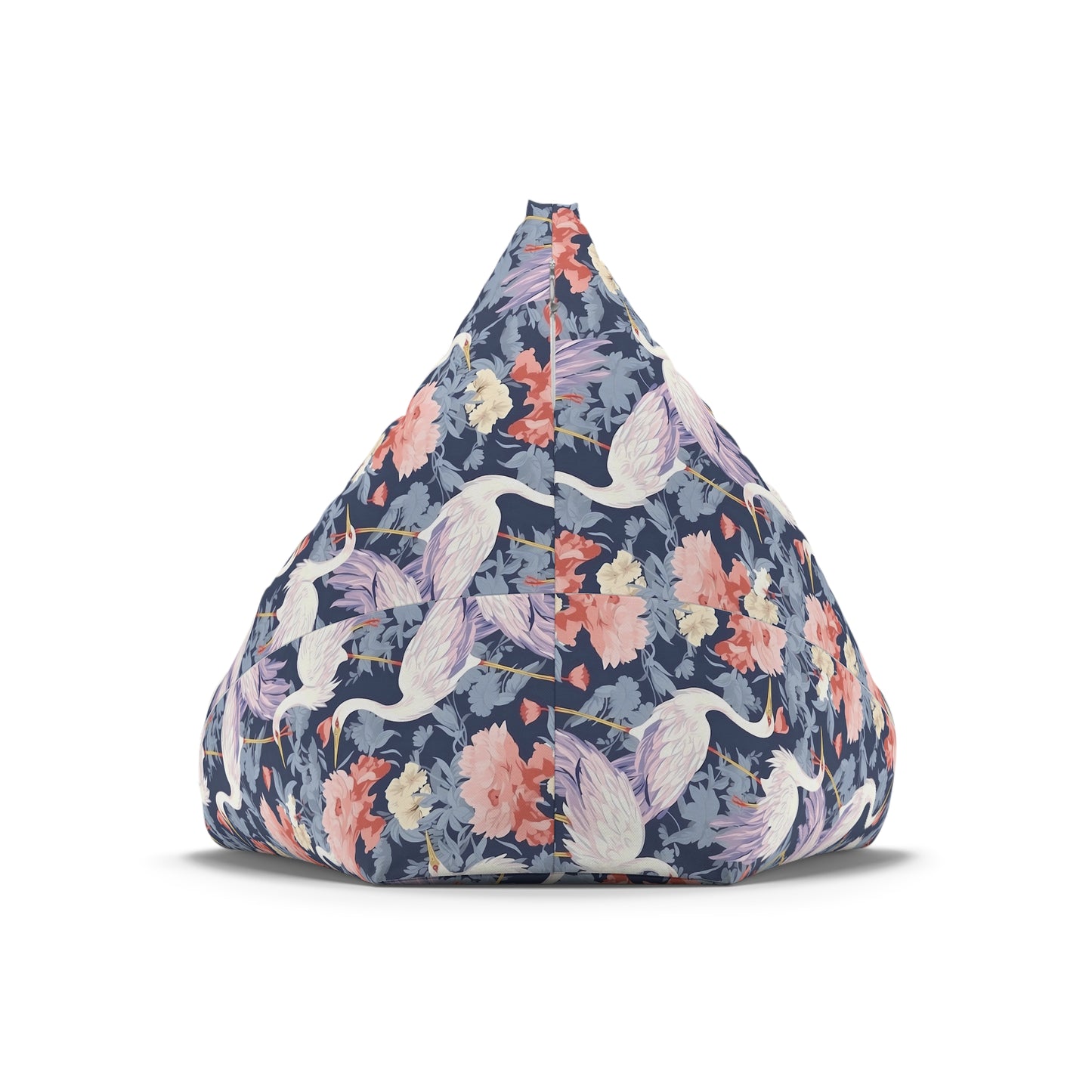 Chinoiserie Bean Bag Chair Cover - Elegant Oriental-Inspired Polyester Slipcover with Secure Zip - Fits Various Sizes