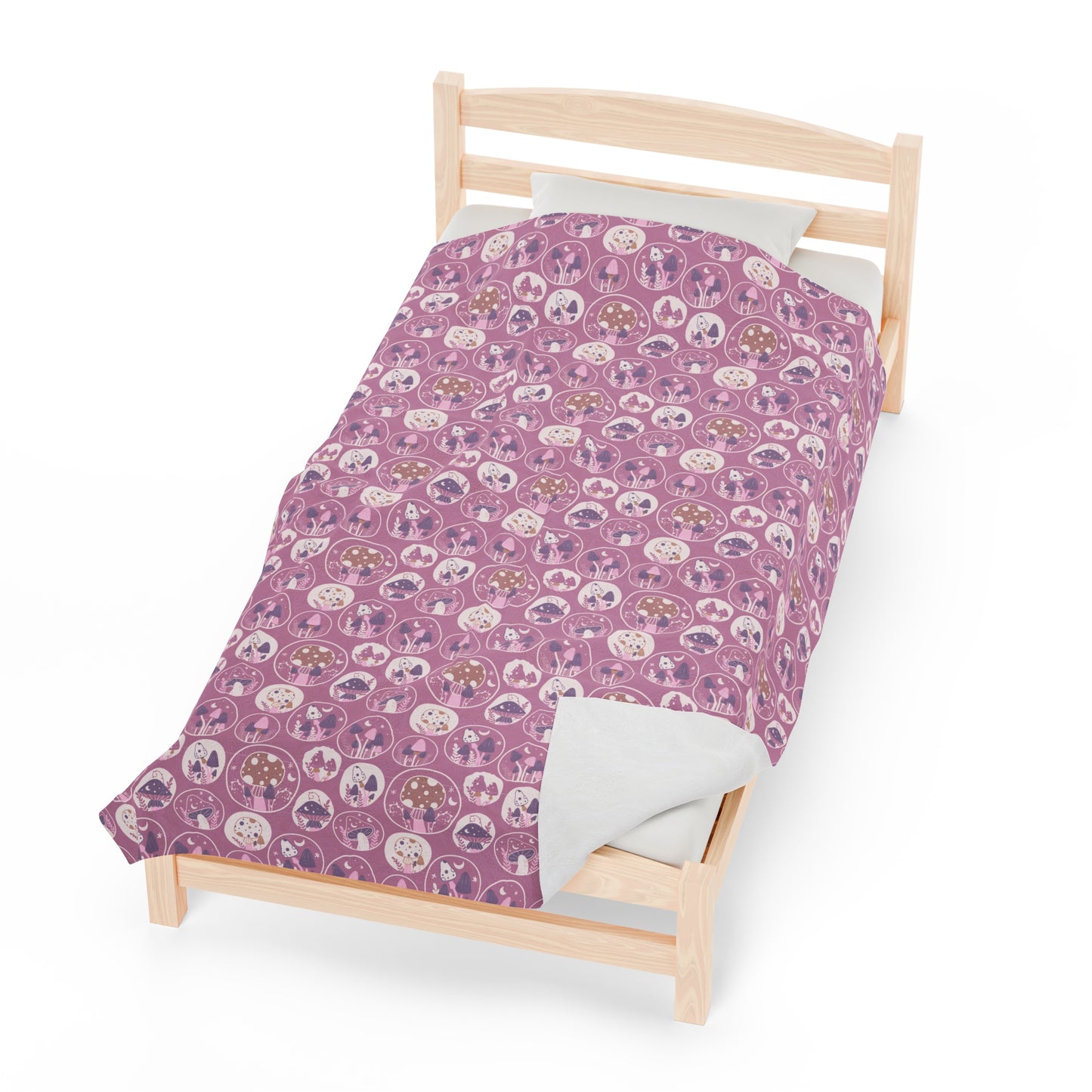 Mushroom Velveteen Plush Blanket | Soft, Whimsical, Luxurious and Comforting | Available in Multiple Sizes