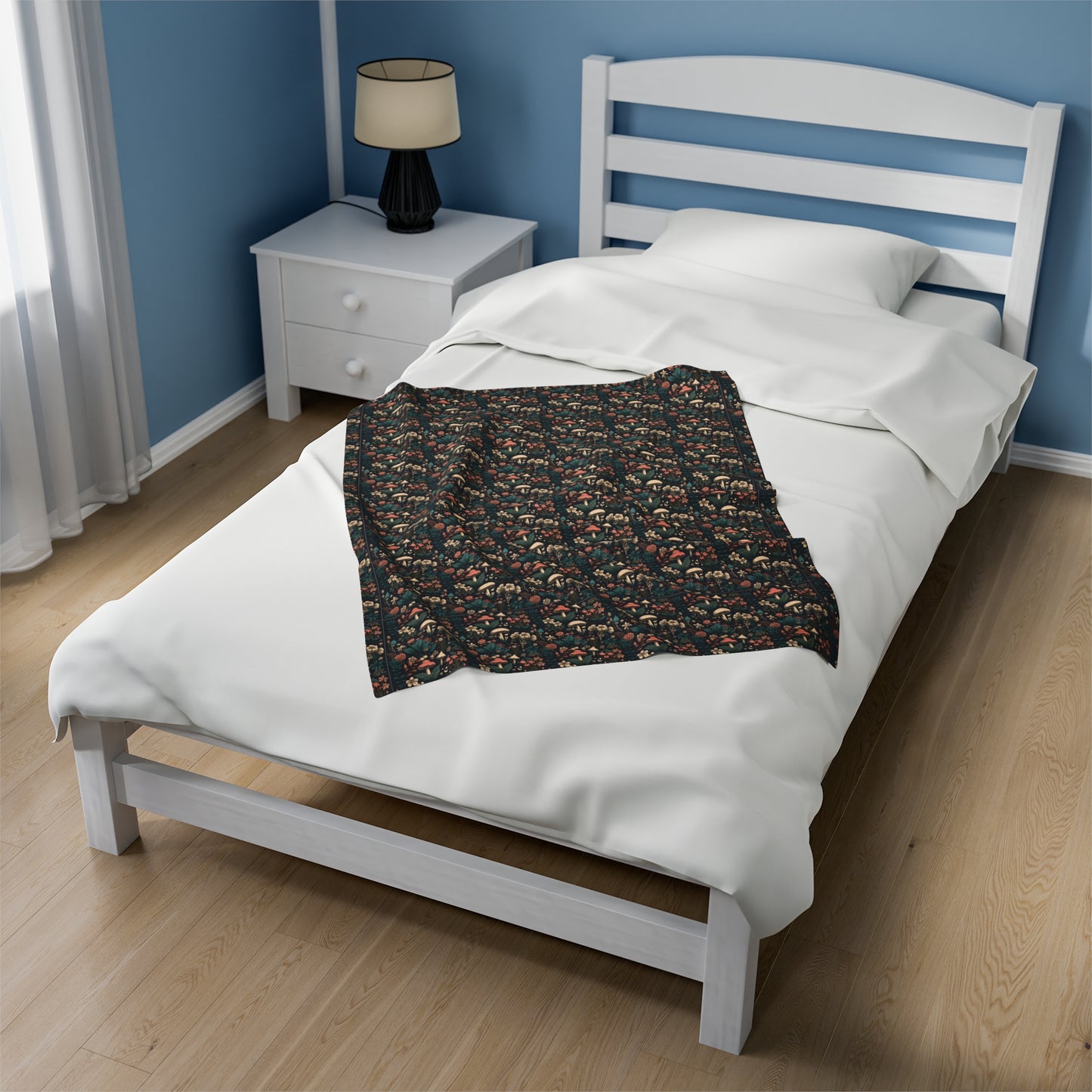 Mushroom Velveteen Plush Blanket | Soft, Whimsical, Luxurious and Comforting | Available in Multiple Sizes