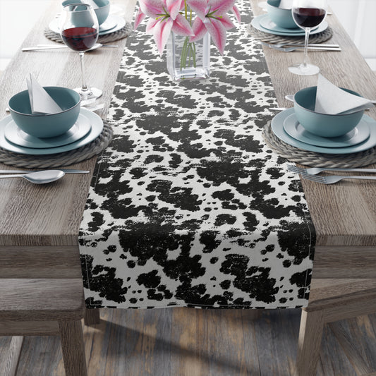 Cowhide Print Table Runner - Rustic Elegance, Cotton Twill or Polyester - Perfect for Western & Luxurious Home Decor