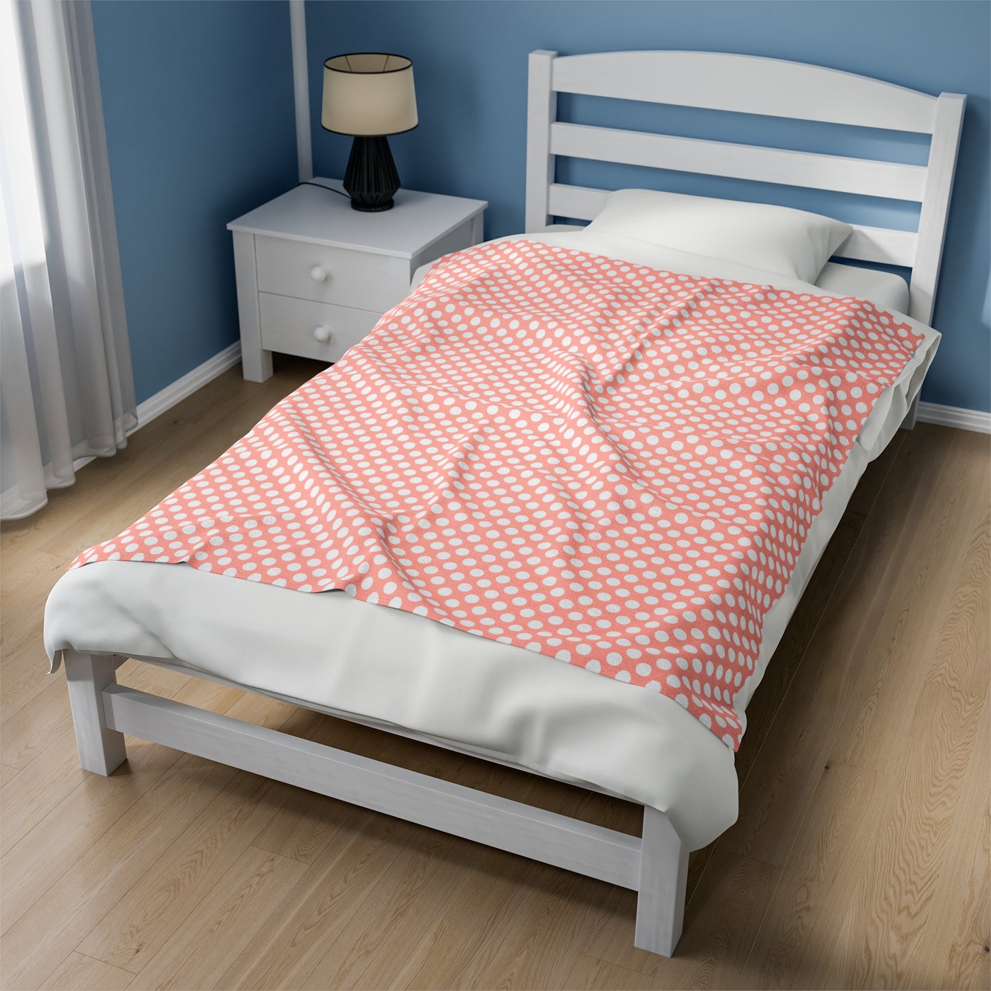 Pastel Polka Dot Velveteen Plush Blanket | Soft, Playful, Luxurious and Comforting | Available in Multiple Sizes