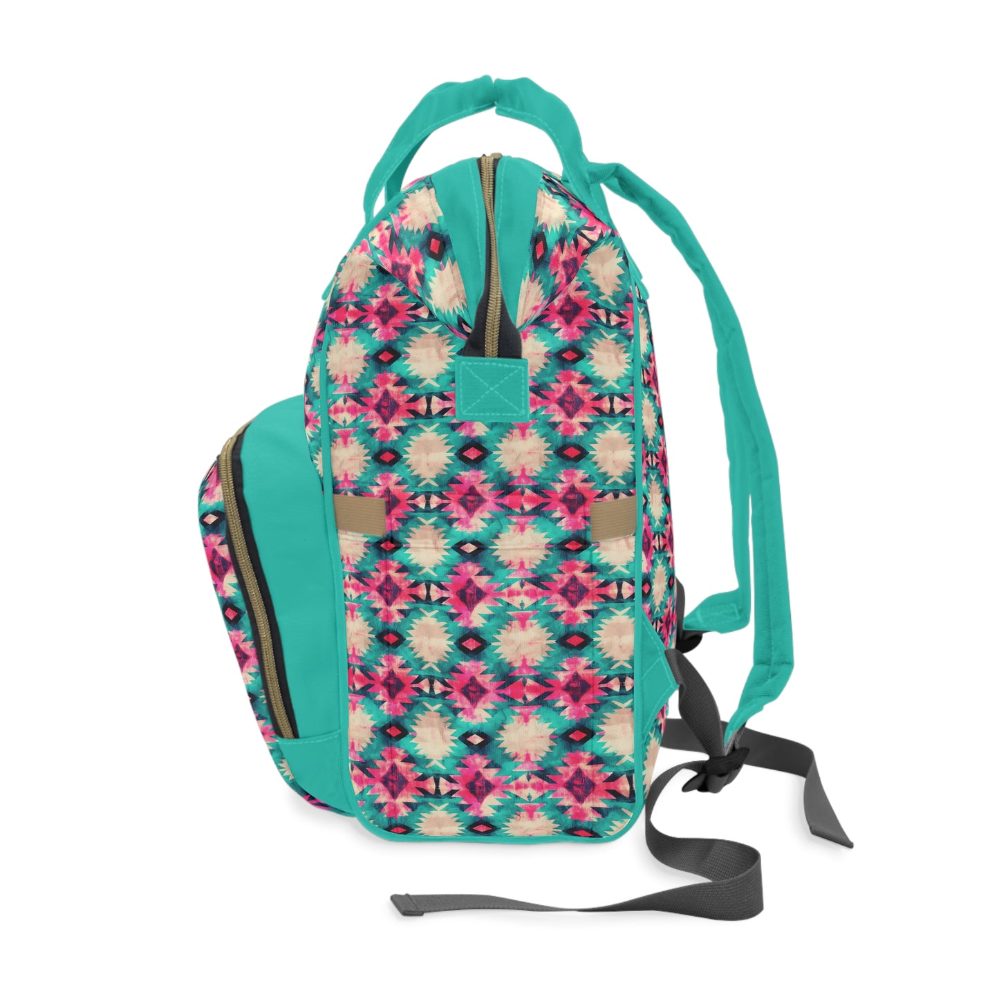 Boho-Chic Aztec Diaper Backpack - Multifunctional & Durable Nylon Changing Bag with Tribal Patterns, Spacious & Organized for Modern Parents