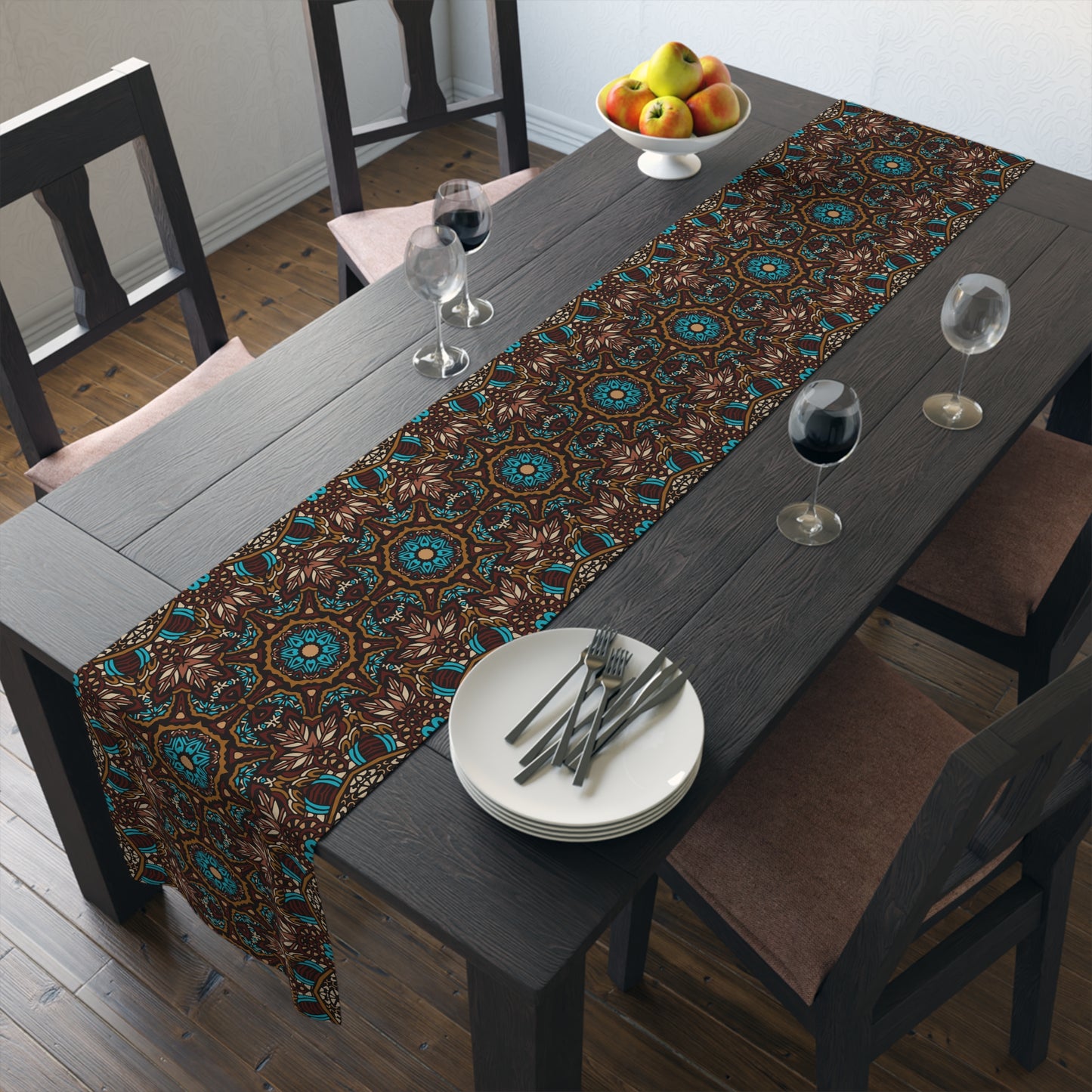 Mandala Print Table Runner - Intricate Patterns, Cotton Twill or Polyester - Ideal for Decorative Home Accents