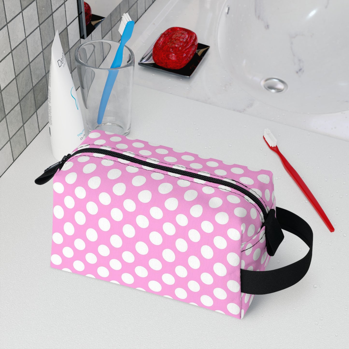 Chic Pastel Polka Dot Toiletry Bag - Playful Elegance for Organizing Essentials On-the-Go and At Home