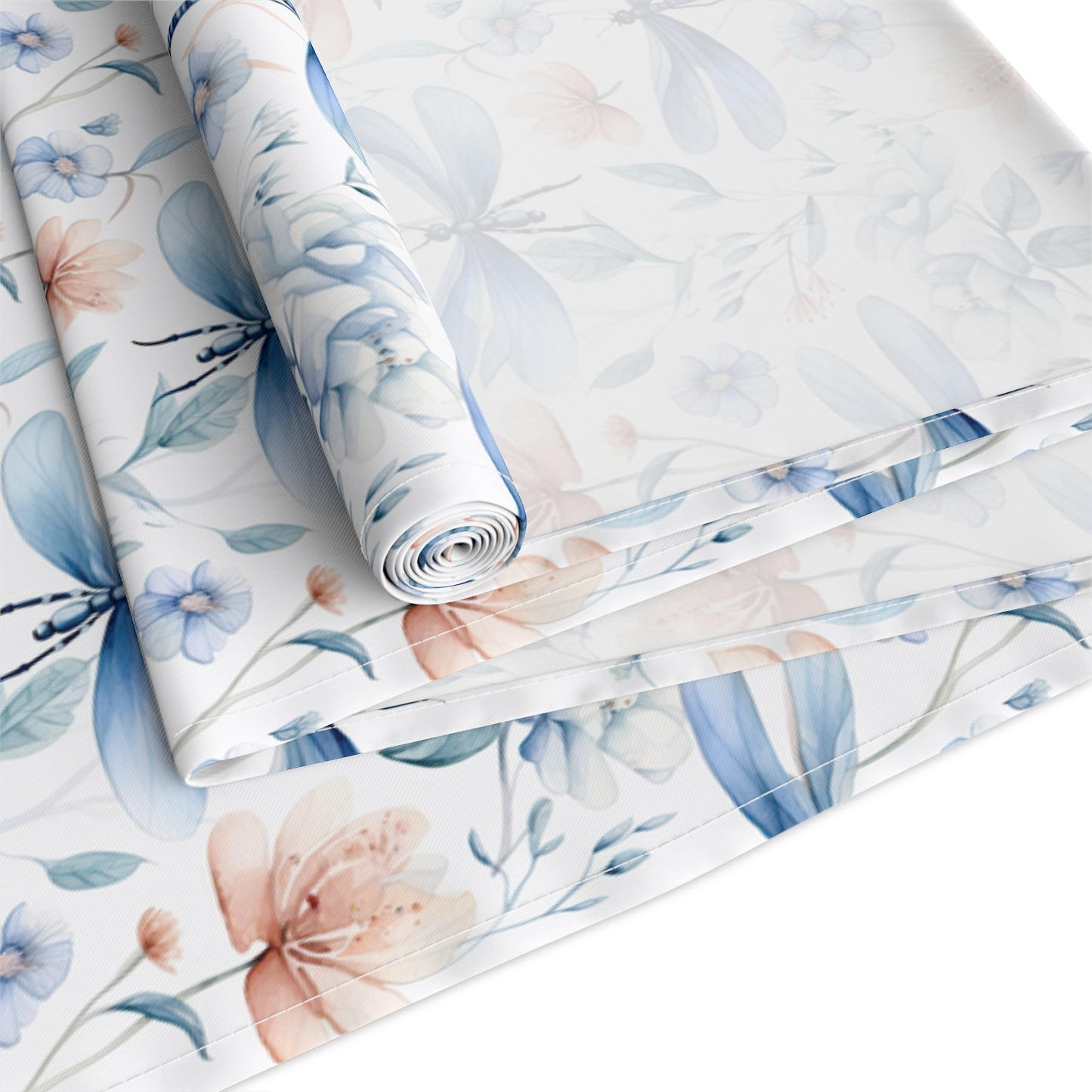 Dragonfly Print Table Runner - Elegant Whimsy, Cotton Twill or Polyester - Perfect for Nature-Inspired Home Decor