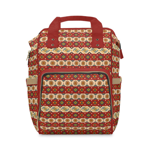 Boho-Chic Aztec Diaper Backpack - Multifunctional & Durable Nylon Changing Bag with Tribal Patterns, Spacious & Organized for Modern Parents