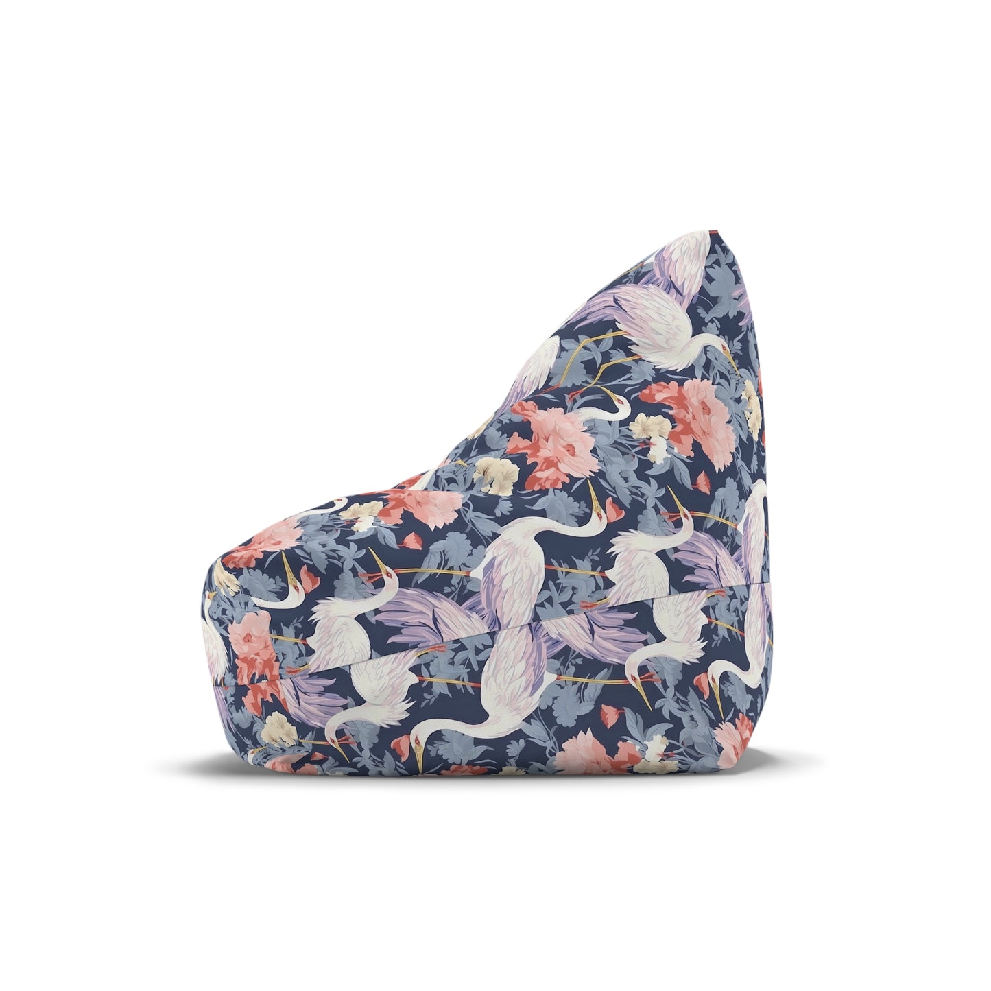 Chinoiserie Bean Bag Chair Cover - Elegant Oriental-Inspired Polyester Slipcover with Secure Zip - Fits Various Sizes