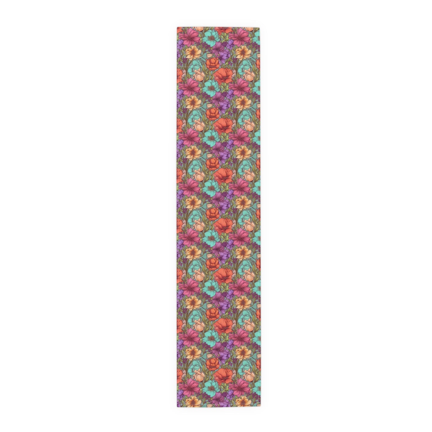 Boho Floral Table Runner - Vibrant Designs in Cotton Twill or Polyester - Ideal for Natural Home Decor