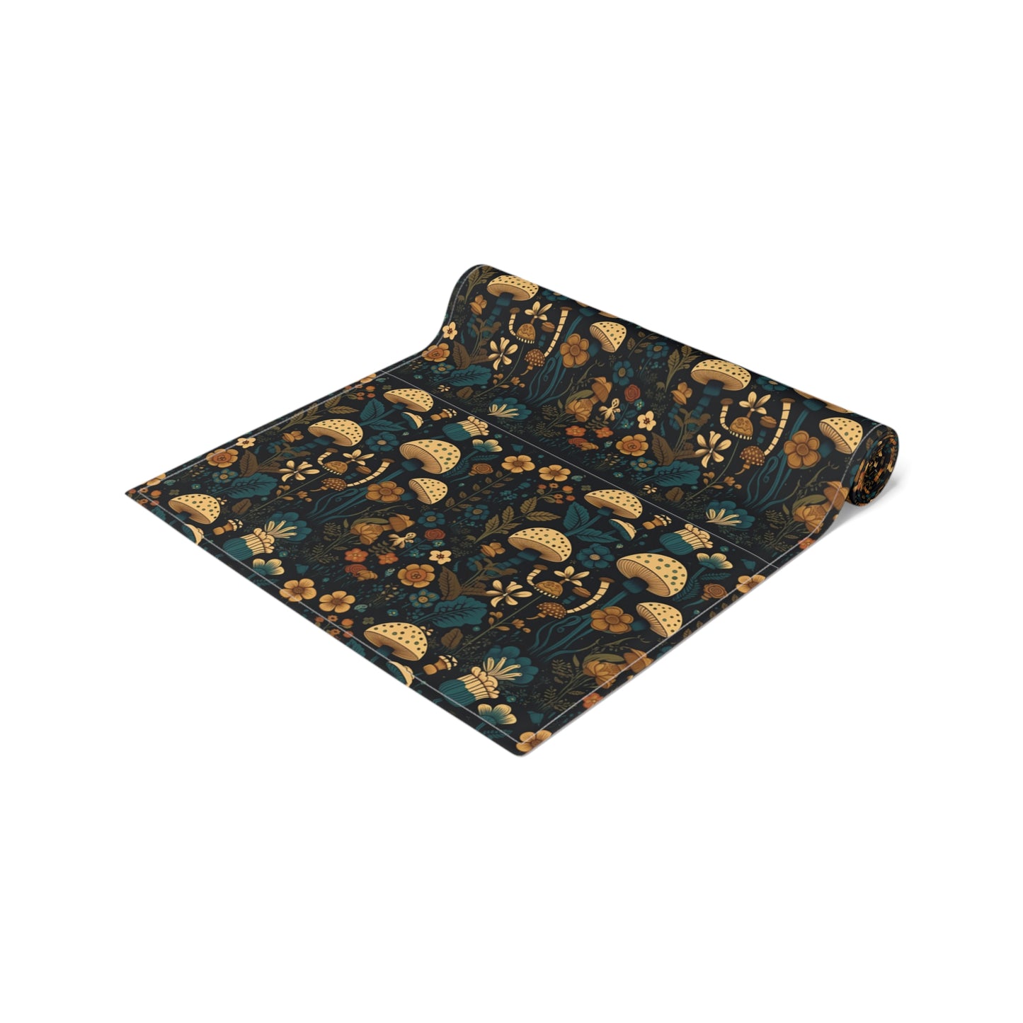Mushroom Print Table Runner - Nature Vibes in Cotton Twill or Polyester - Perfect for Nature-Inspired Home Decor