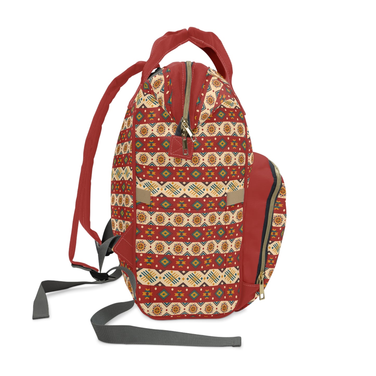 Boho-Chic Aztec Diaper Backpack - Multifunctional & Durable Nylon Changing Bag with Tribal Patterns, Spacious & Organized for Modern Parents