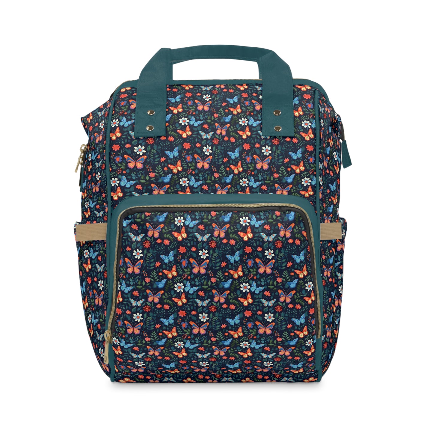 Elegant Butterfly Diaper Backpack - Lightweight & Durable Nylon Baby Bag with Beautiful Butterfly Motifs, Ideal for On-The-Go Parents