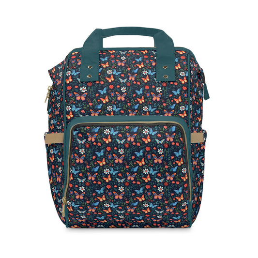 Elegant Butterfly Diaper Backpack - Lightweight & Durable Nylon Baby Bag with Beautiful Butterfly Motifs, Ideal for On-The-Go Parents